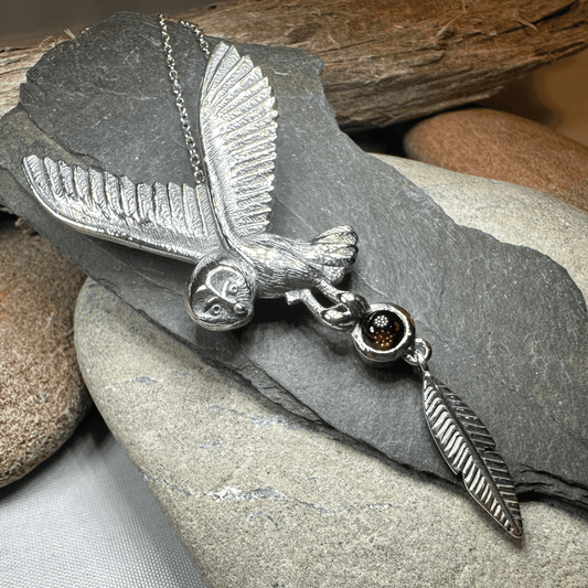 Owl Necklace - Garnet