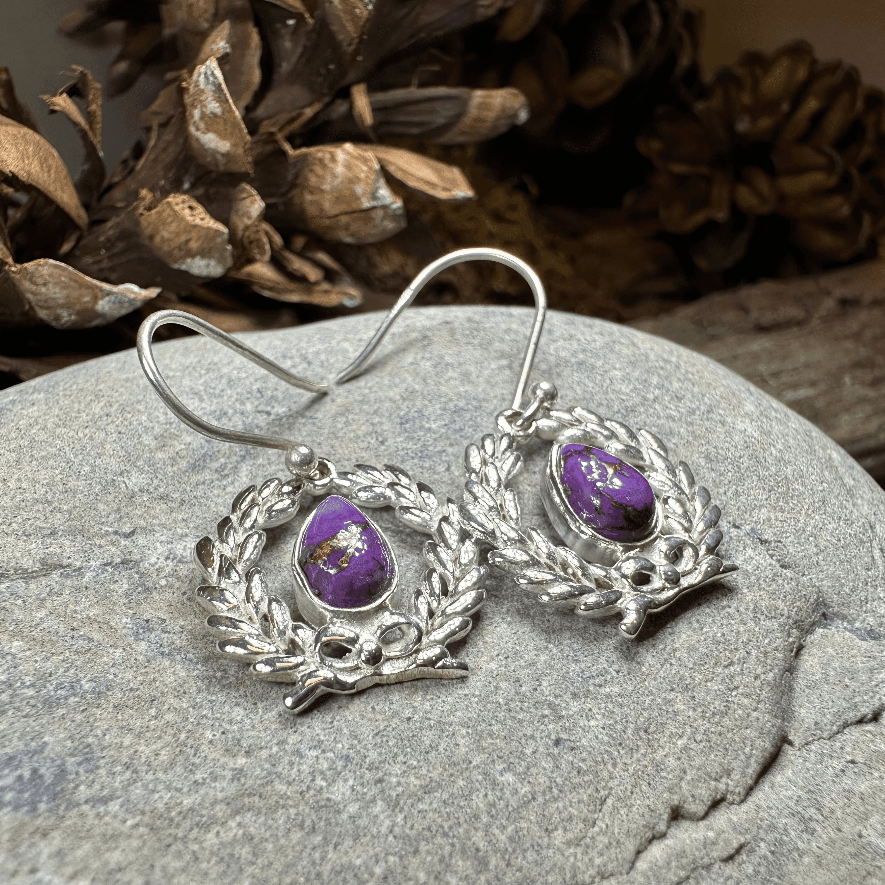 Celtic Victory Wreath Earrings - Moonstone
