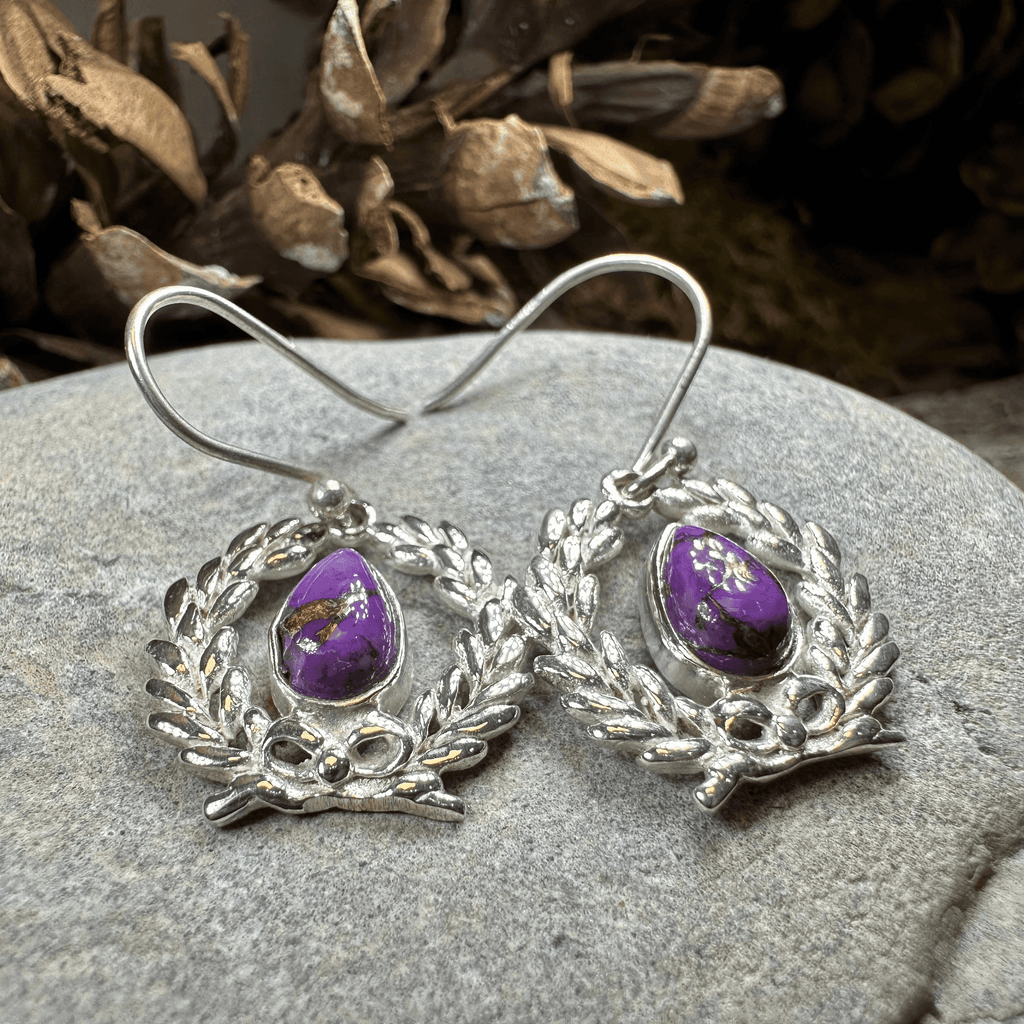 Celtic Victory Wreath Earrings - Moonstone