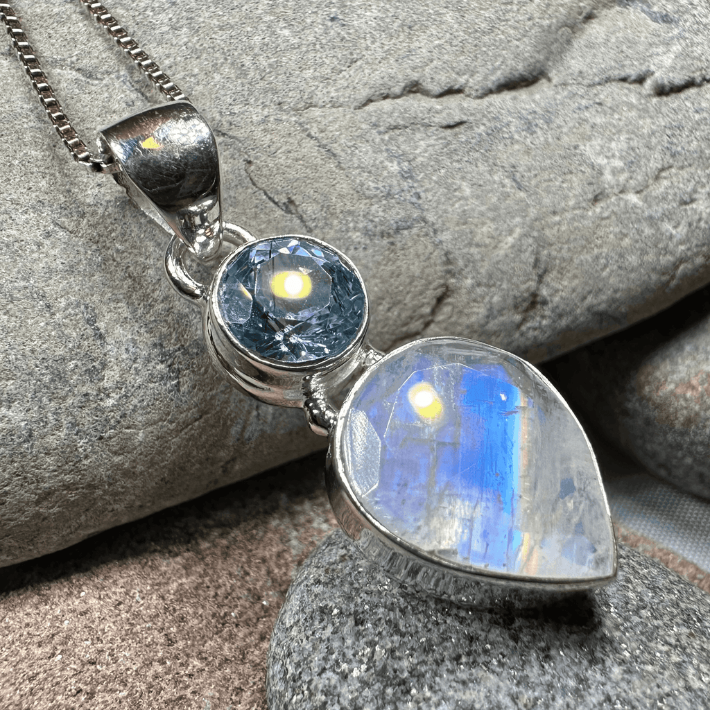 Celtic Morning Moonstone Necklace - 18 / Blue Topaz