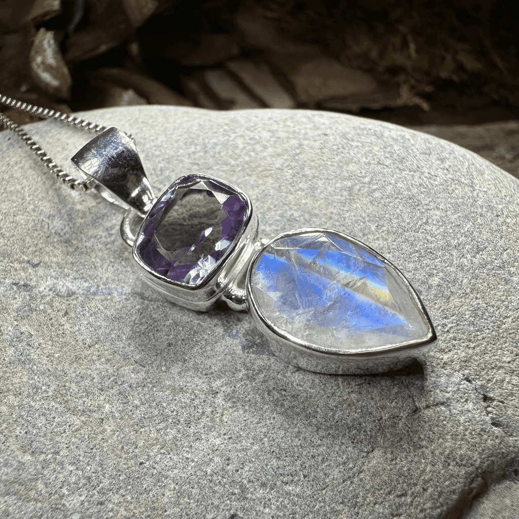 Celtic Morning Moonstone Necklace - 18 / Purple Amethyst