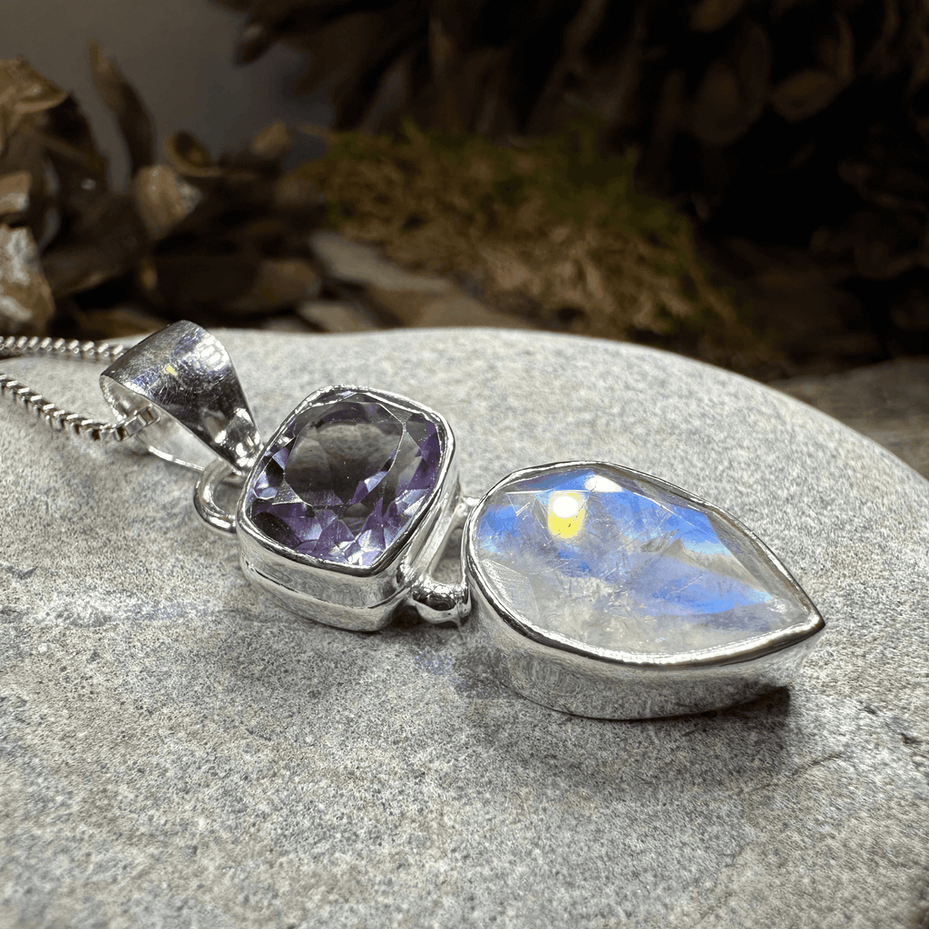 Celtic Morning Moonstone Necklace - 18 / Purple Amethyst