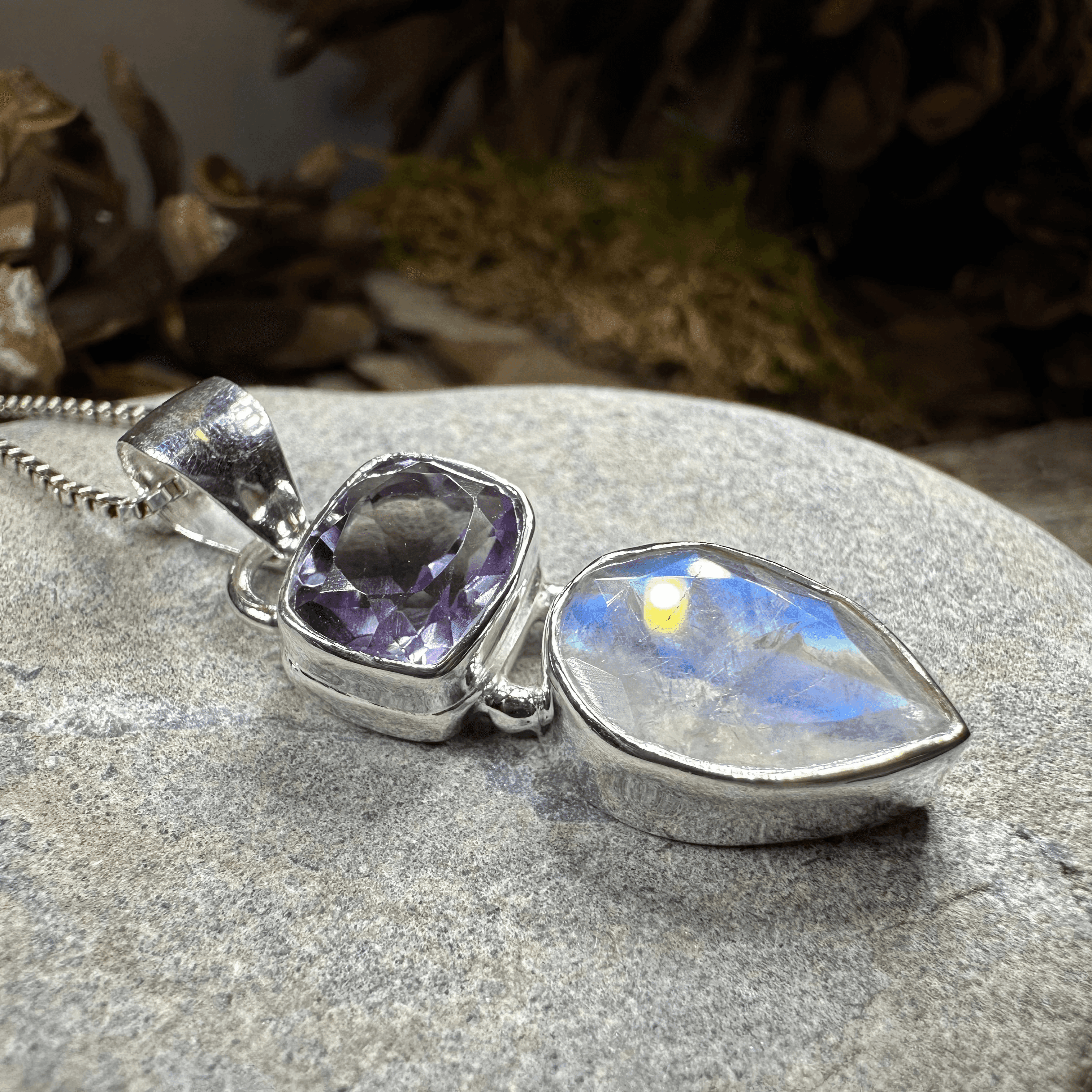 Celtic Morning Moonstone Necklace - 18 / Purple Amethyst