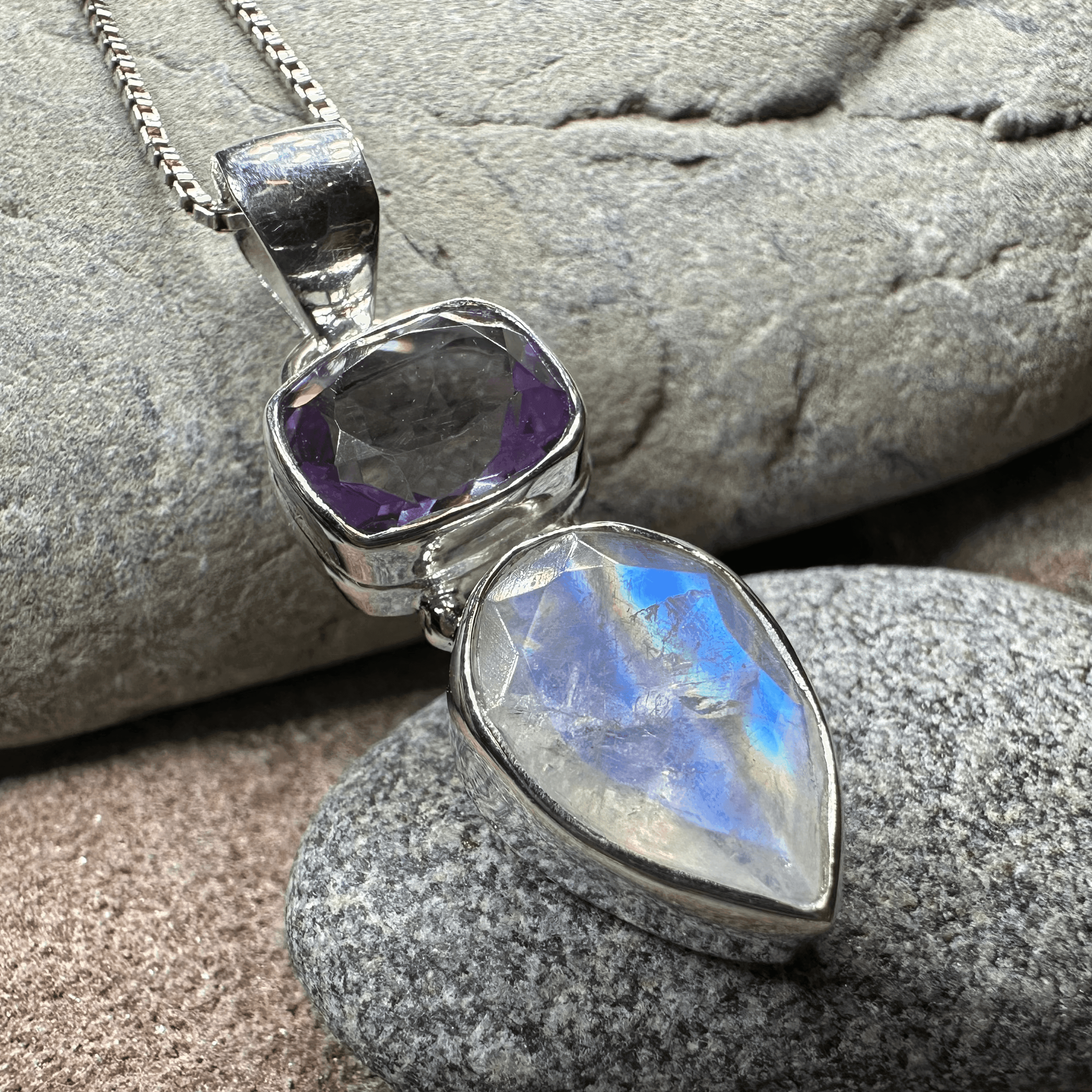 Celtic Morning Moonstone Necklace - 18 / Purple Amethyst