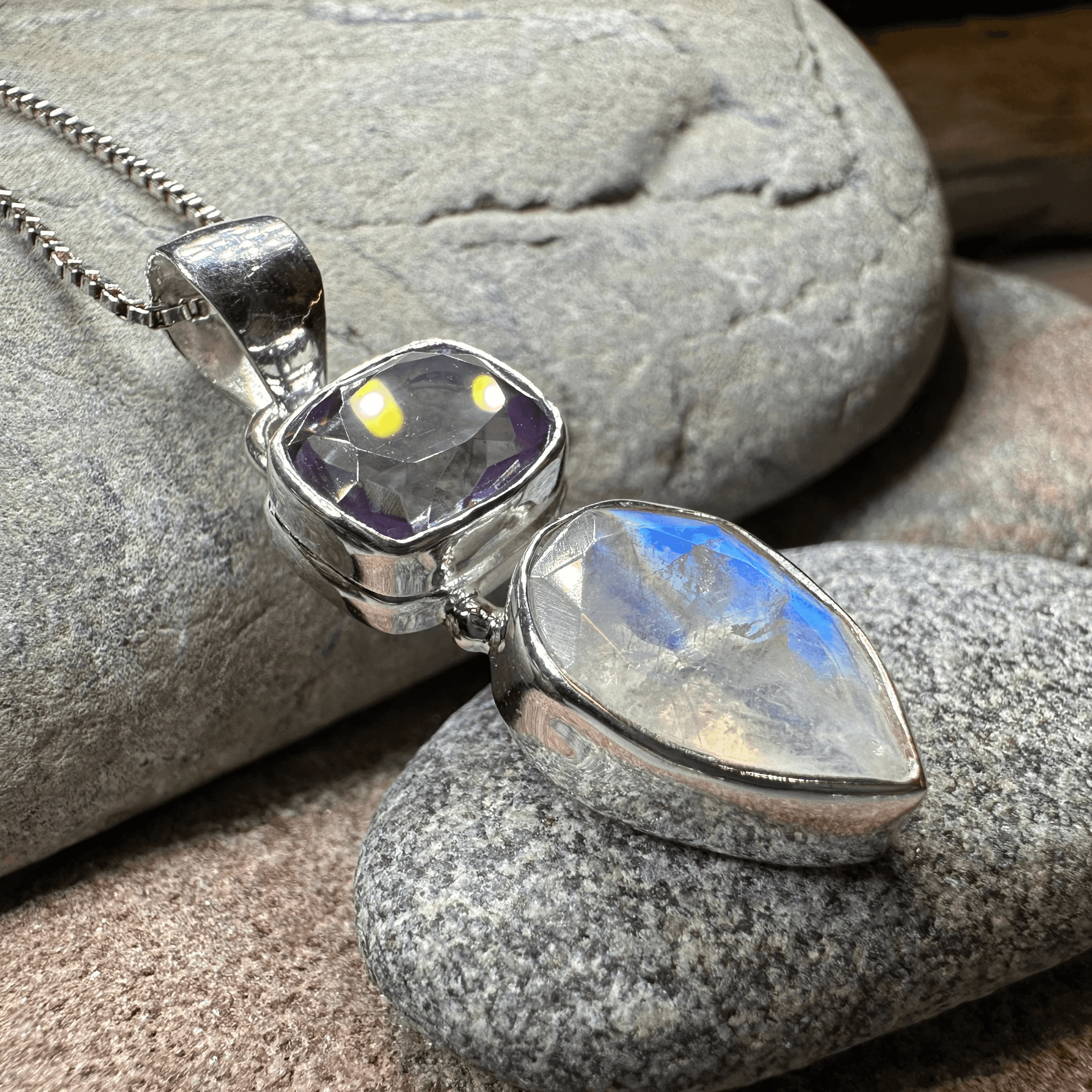 Celtic Morning Moonstone Necklace - 18 / Purple Amethyst