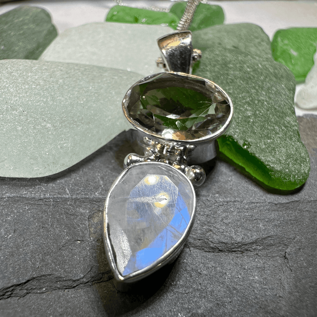 Celtic Morning Moonstone Necklace - 18 / Green Amethyst