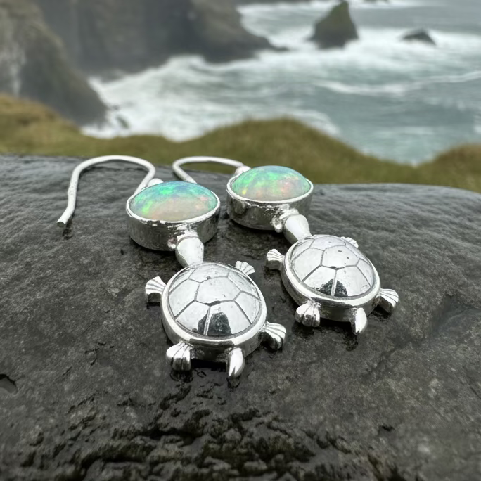 Turtle Opal Earrings