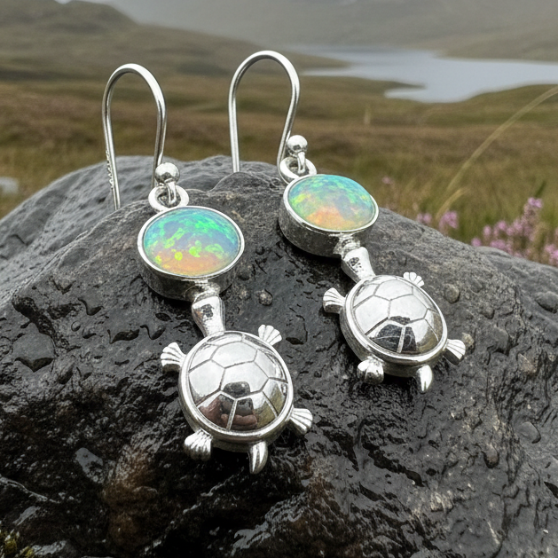 Turtle Opal Earrings