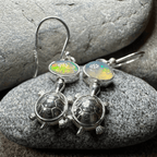 Turtle Opal Earrings - Round Stone