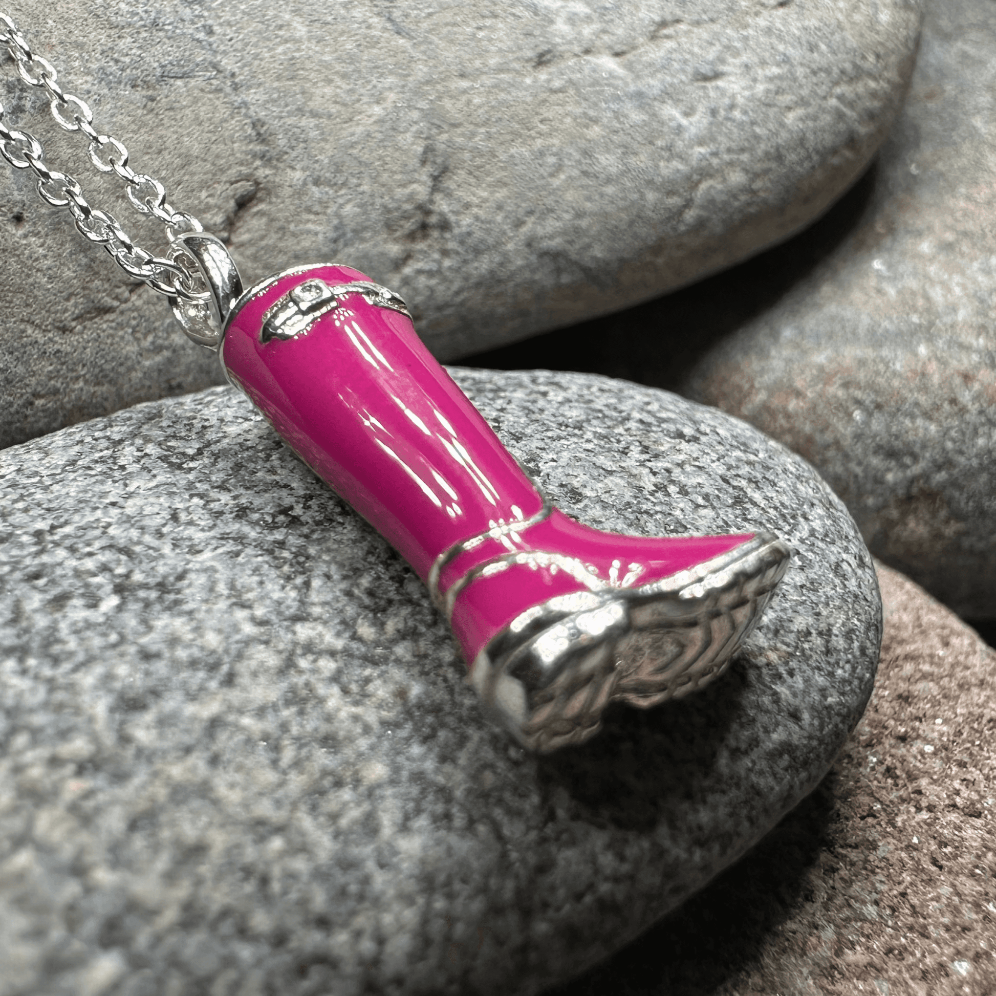 Rainy Day Wellies Boot Necklace - Pink
