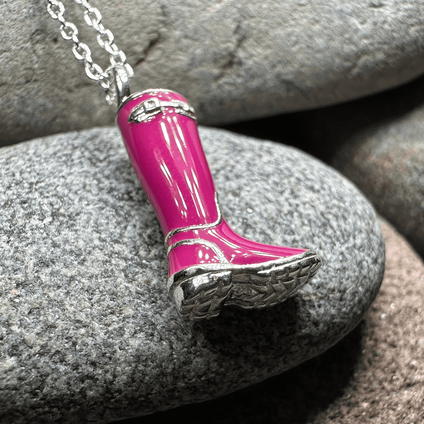 Rainy Day Wellies Boot Necklace - Pink