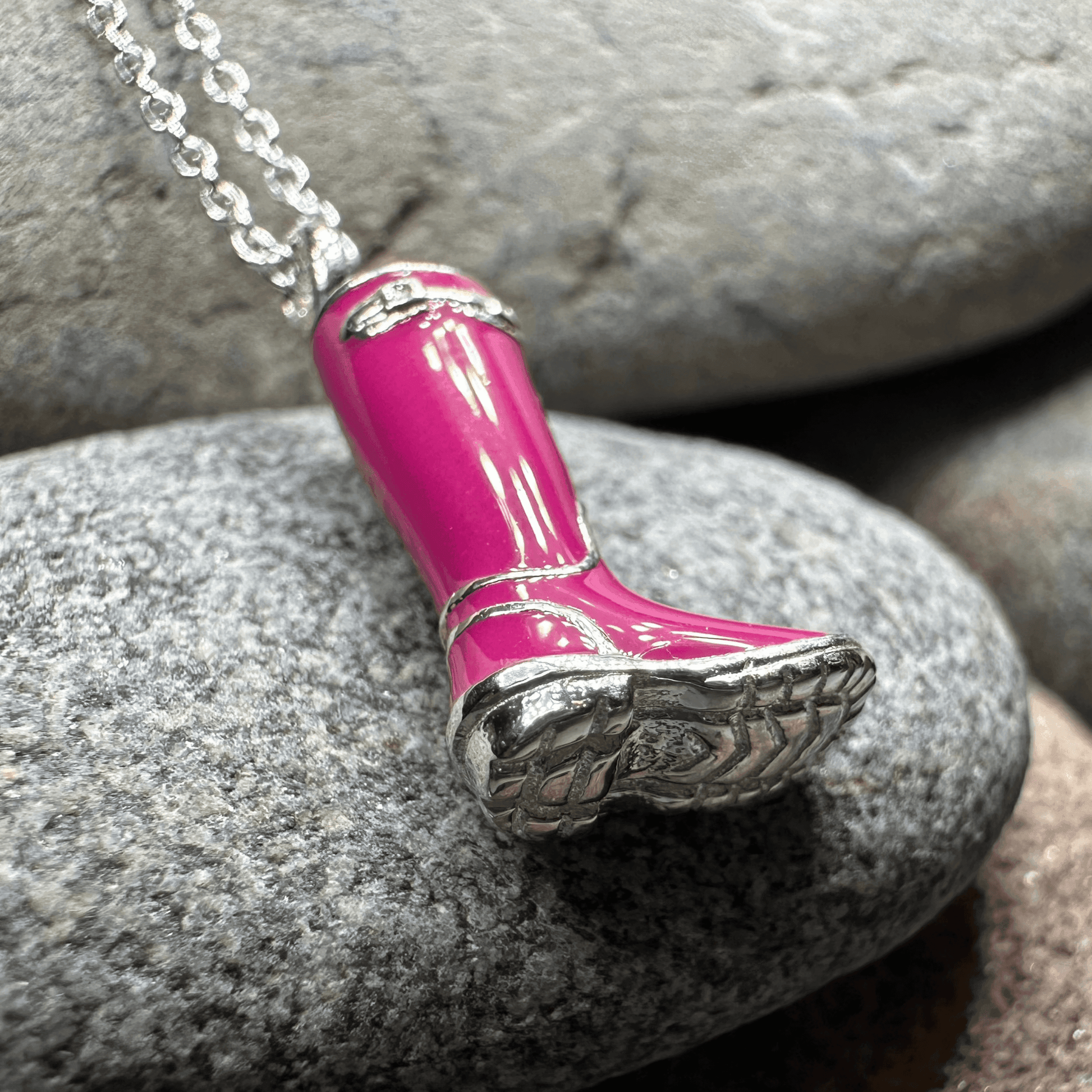 Rainy Day Wellies Boot Necklace - Pink