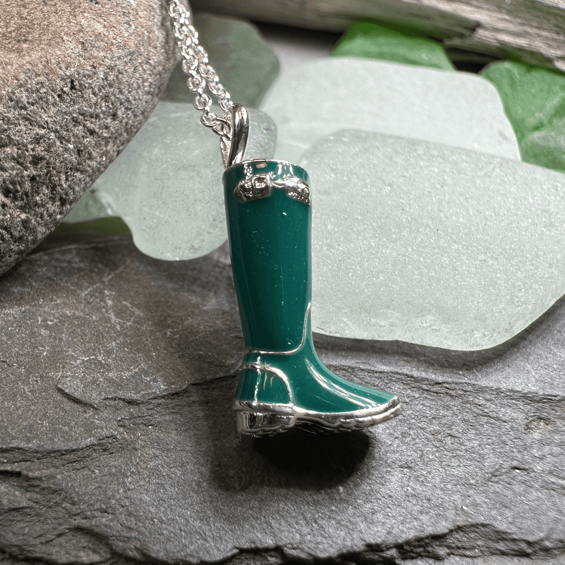 Rainy Day Wellies Boot Necklace - Pink