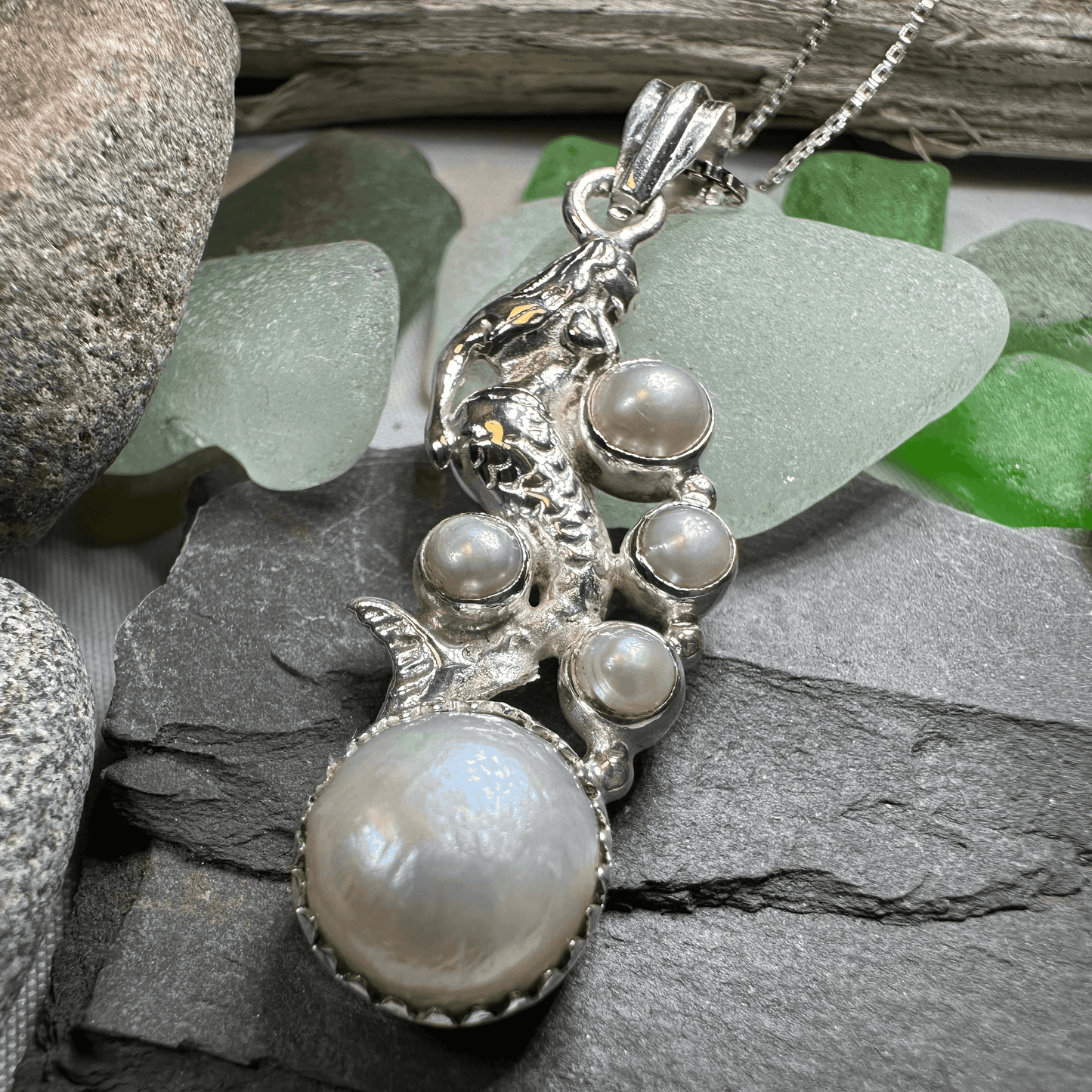 Marica Pearl Mermaid Necklace - 18