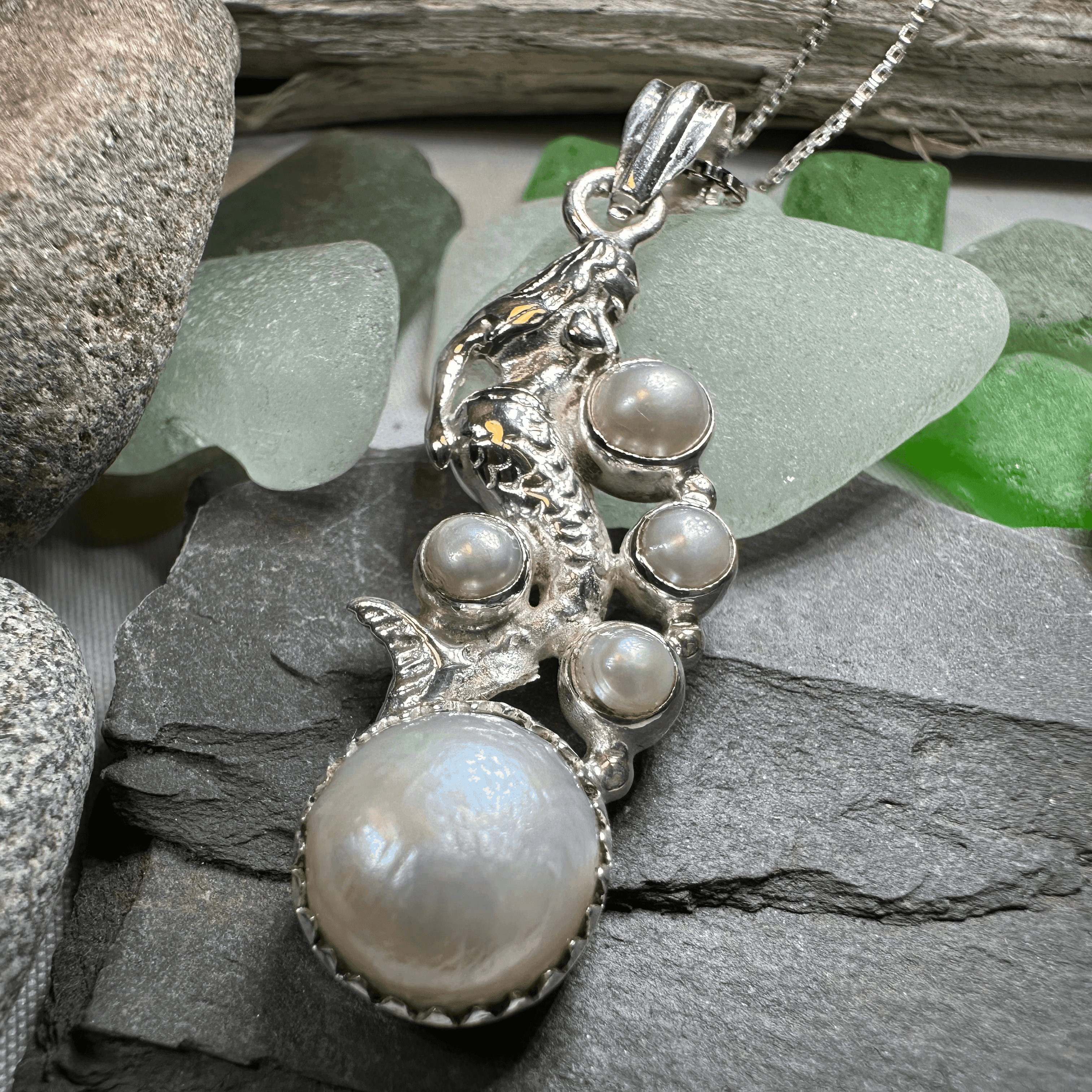 Marica Pearl Mermaid Necklace - 18