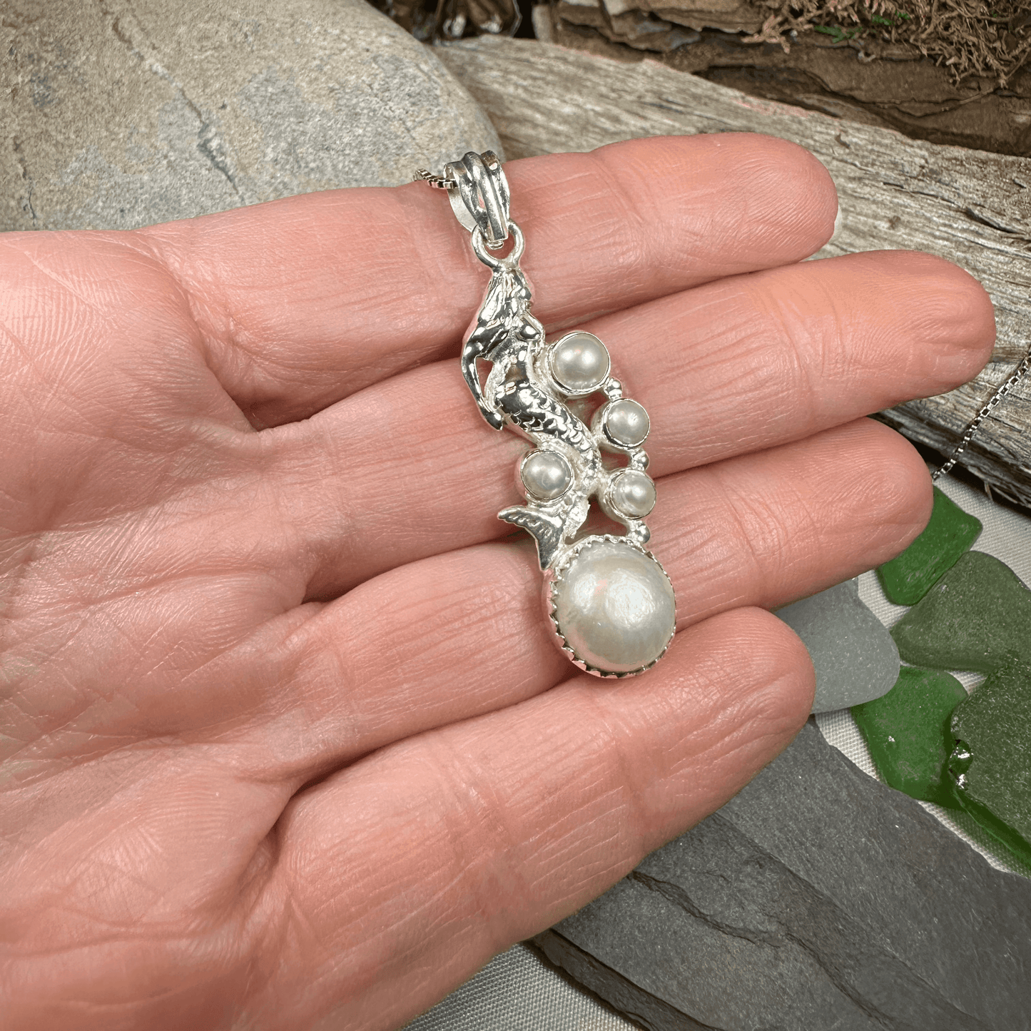 Marica Pearl Mermaid Necklace - 18
