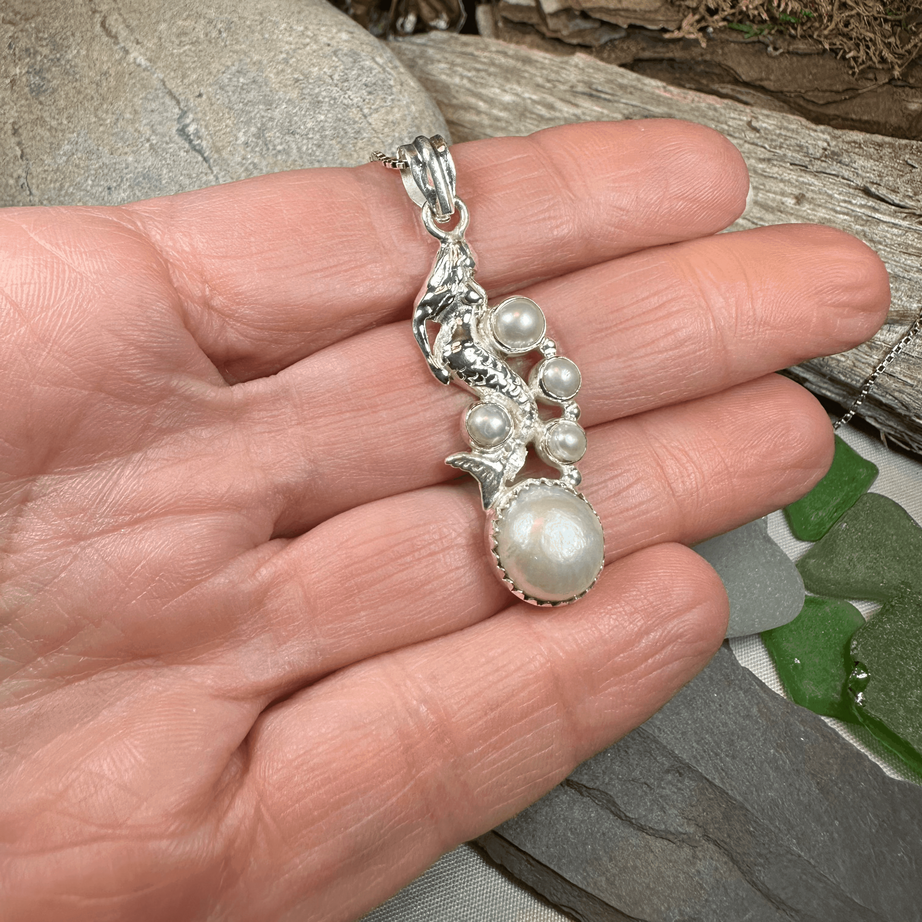 Marica Pearl Mermaid Necklace - 18