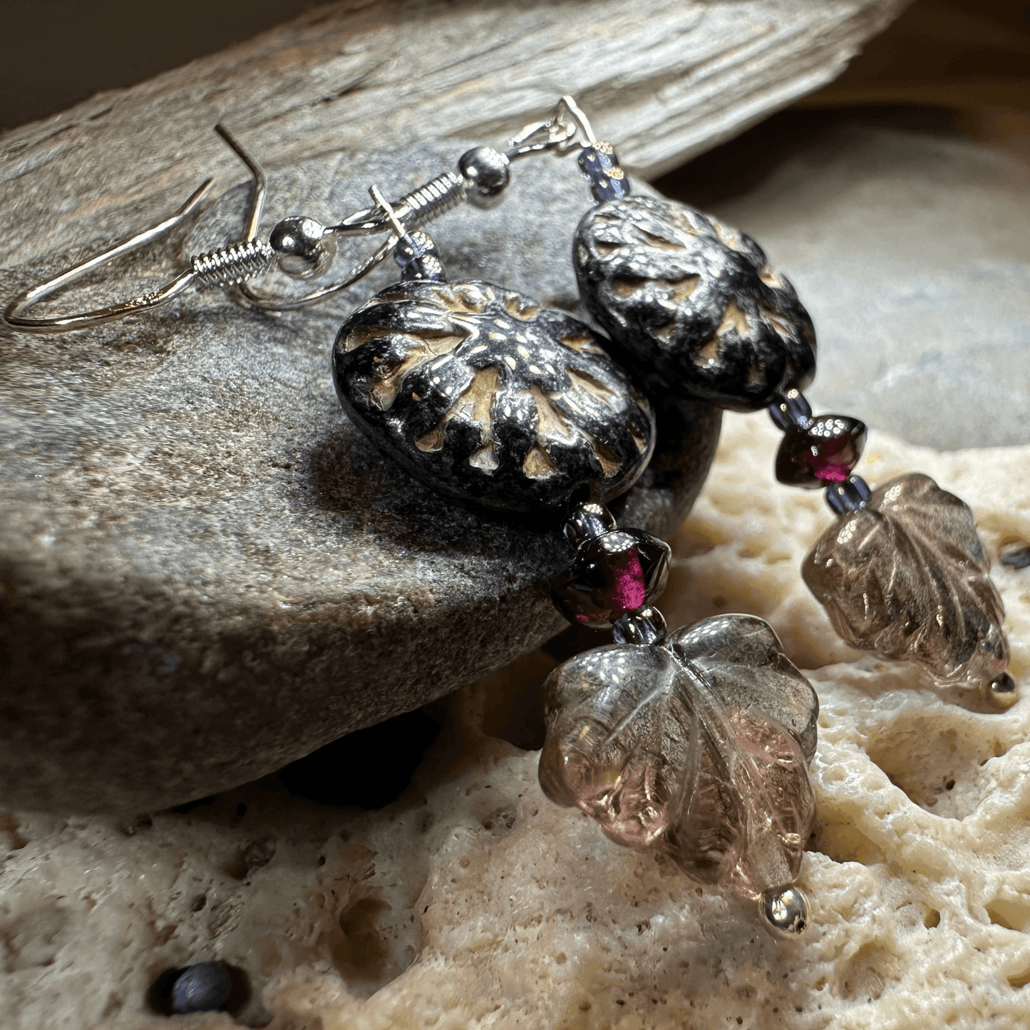 Elven Irish Forest Earrings - Purple Flower