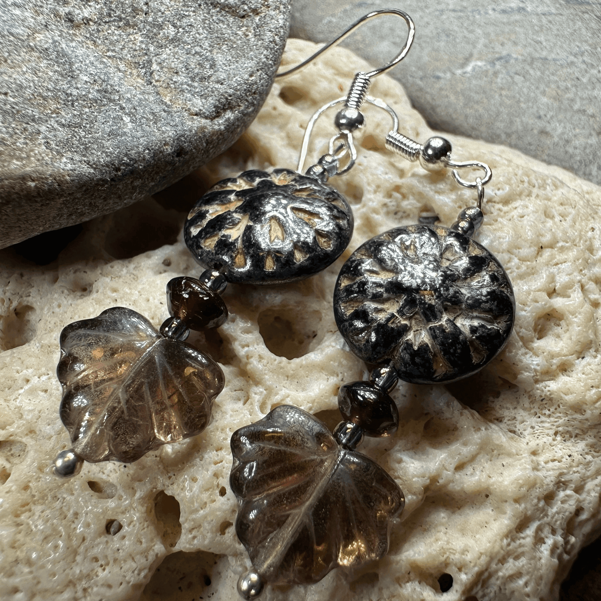 Elven Irish Forest Earrings - Teal Flower