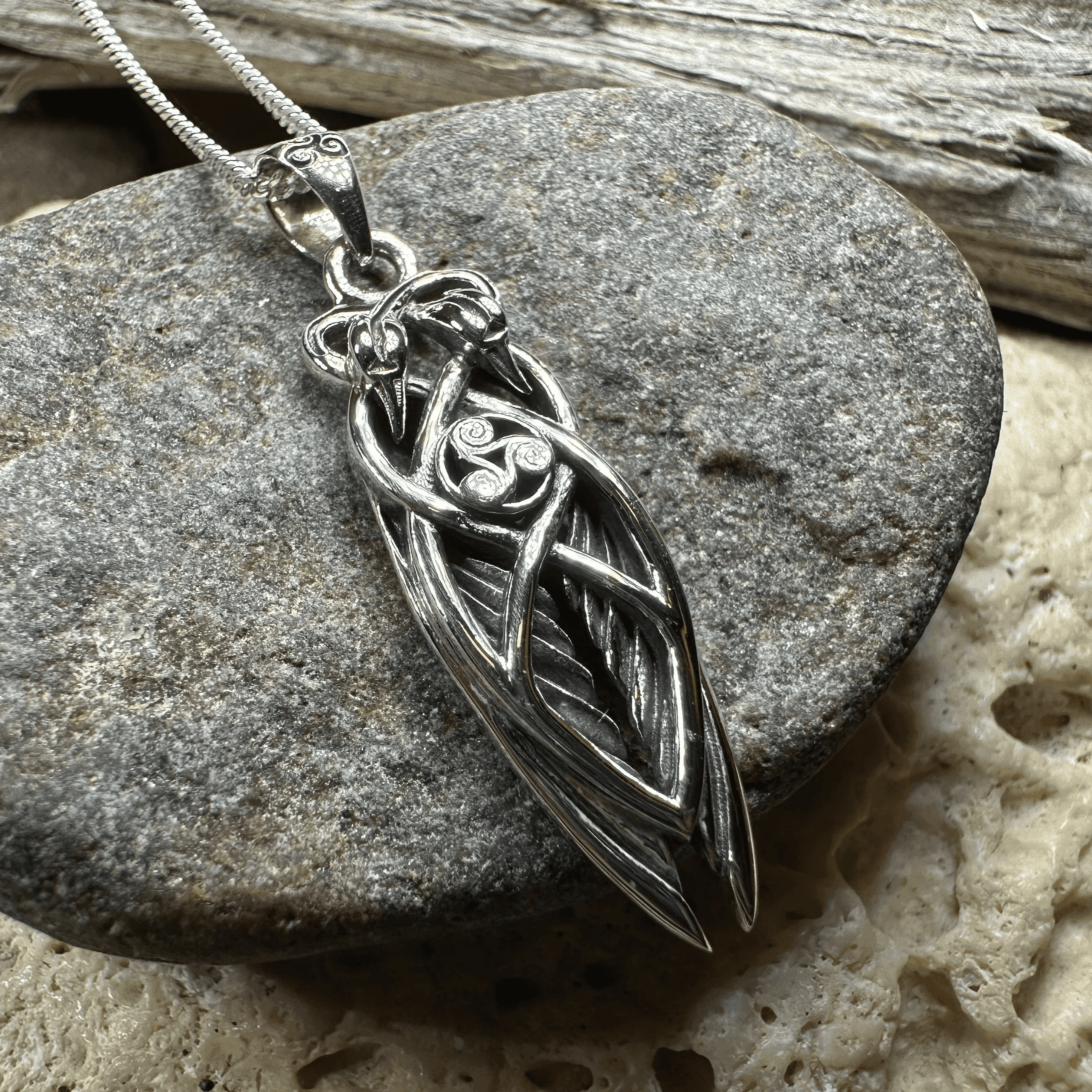 Art Deco Children of Lir Swan Necklace - 18