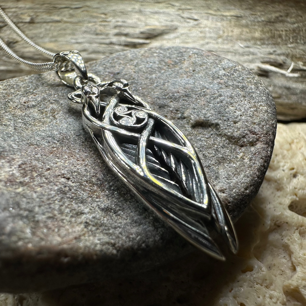 Art Deco Children of Lir Swan Necklace