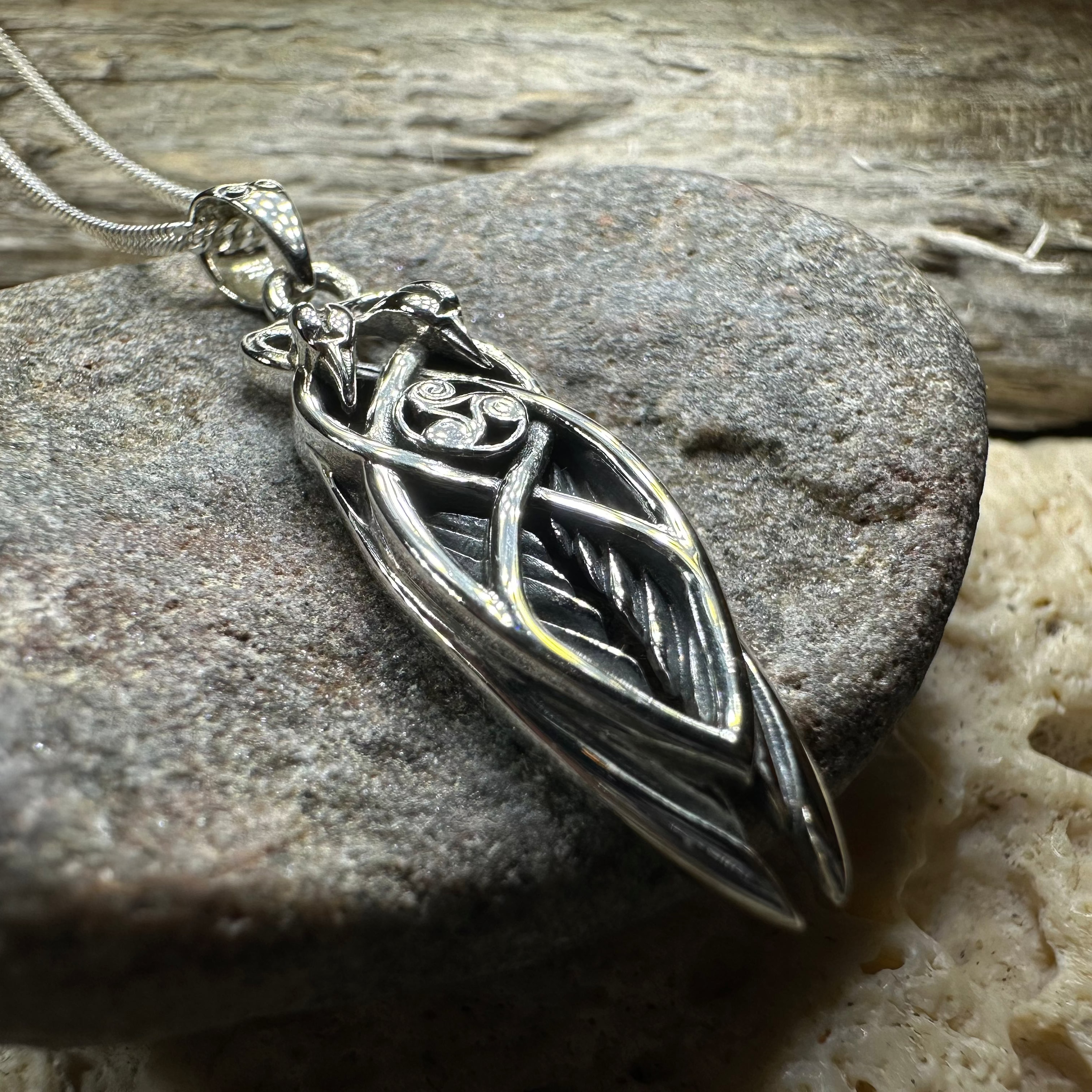 Art Deco Children of Lir Swan Necklace