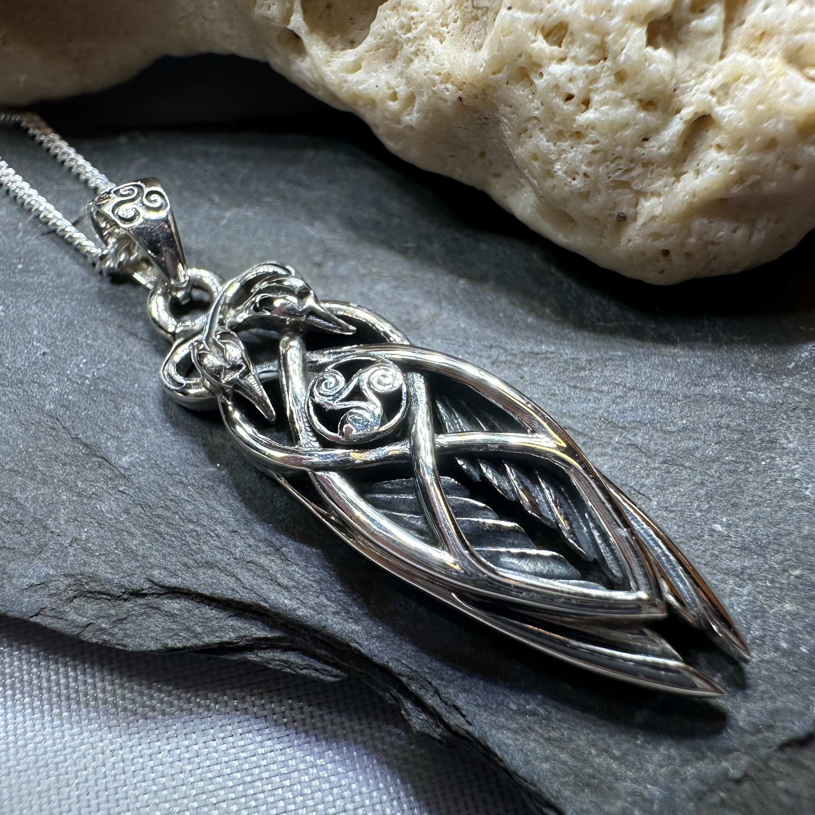 Art Deco Children of Lir Swan Necklace