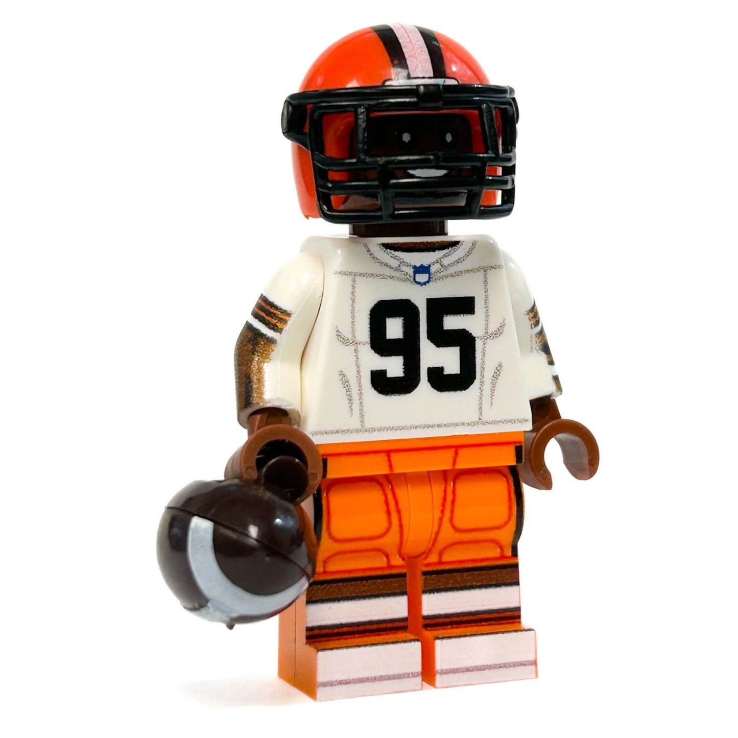 #95 DE Cleveland Football Player Minifig made using LEGO parts - 