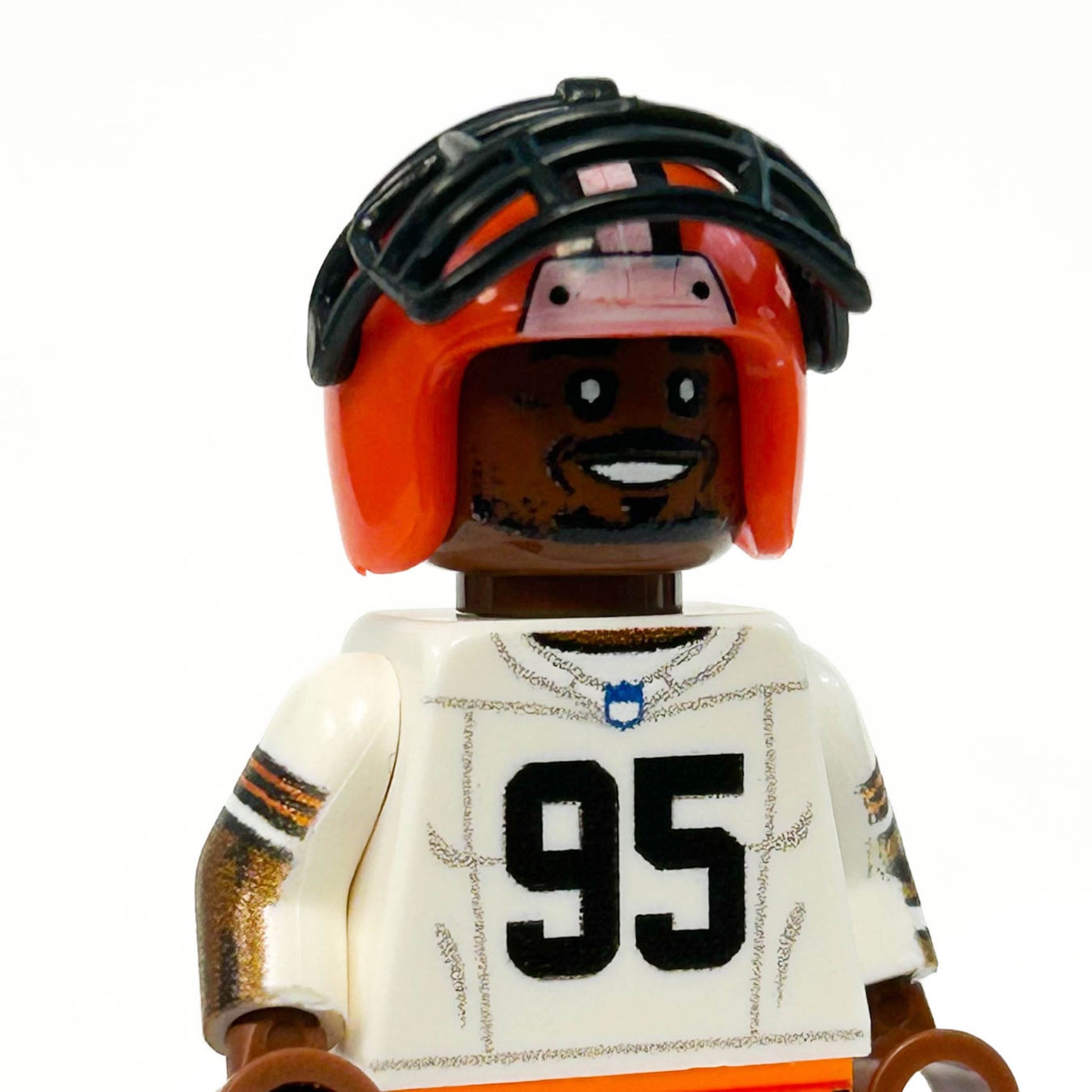 #95 DE Cleveland Football Player Minifig made using LEGO parts - 