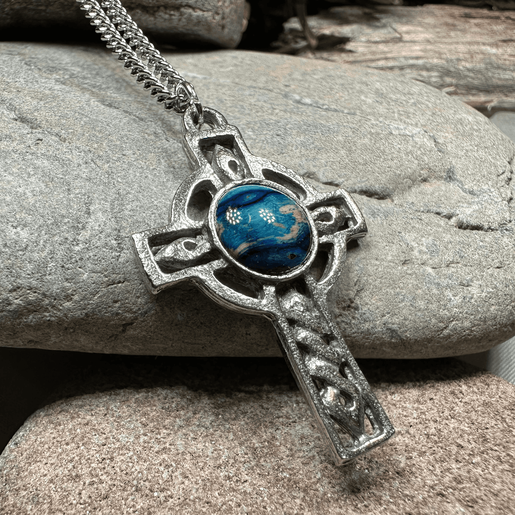 Heathergems Celtic Cross Necklace - Blue