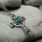 Heathergems Celtic Cross Necklace - Green