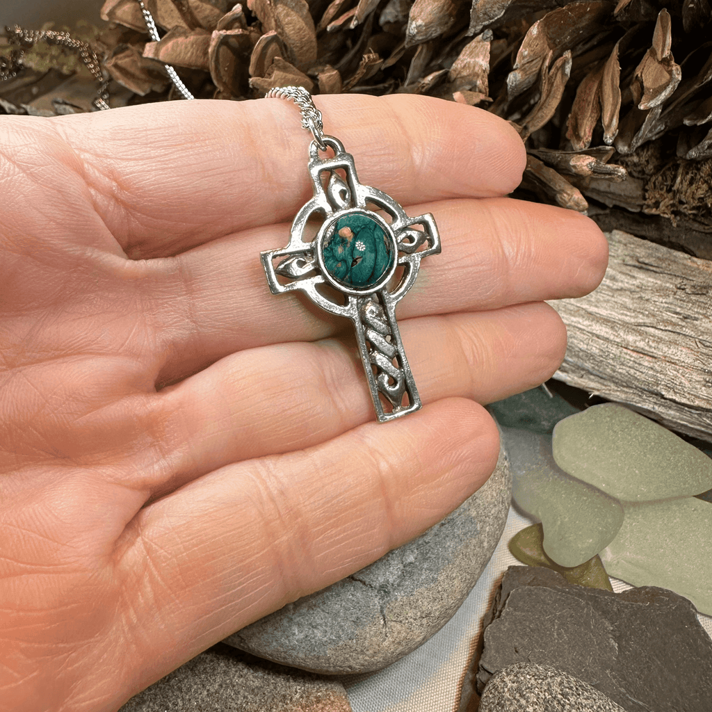 Heathergems Celtic Cross Necklace - Green