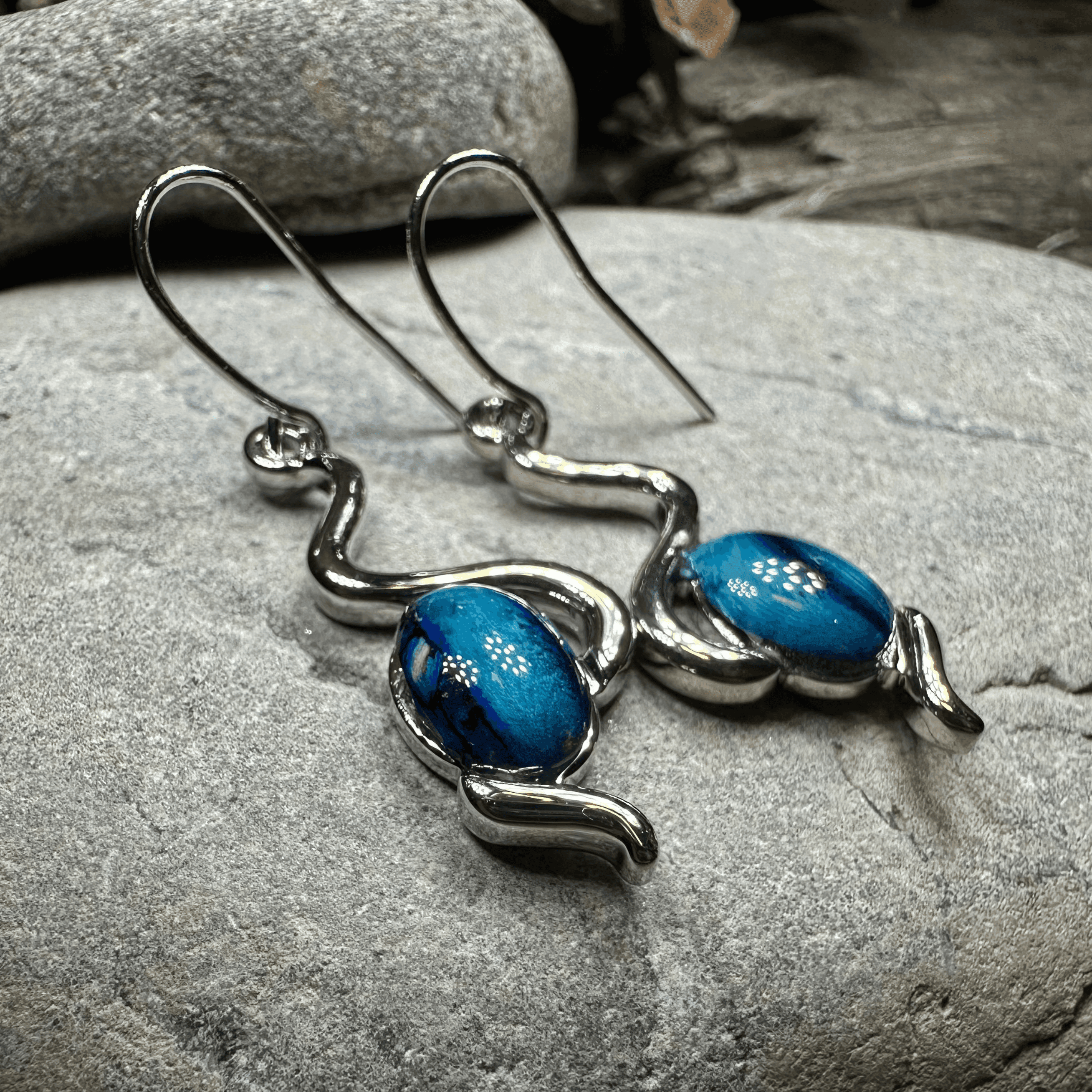 Heathergems Celtic Wiggle Earrings - Blue-Green