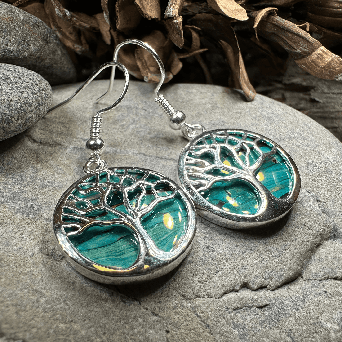 Heathergems Tree of Life Earrings - Green/Red/Gold