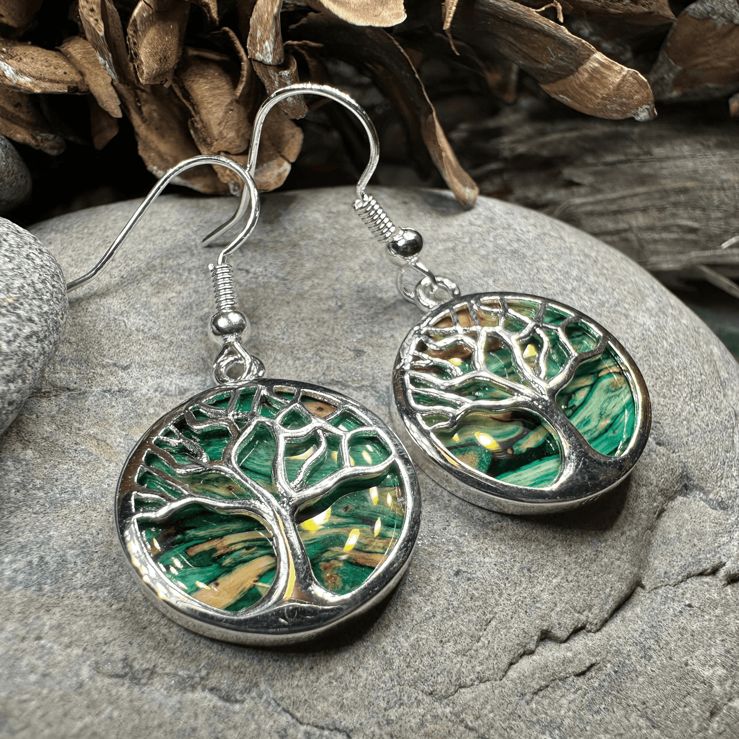 Heathergems Tree of Life Earrings - Green
