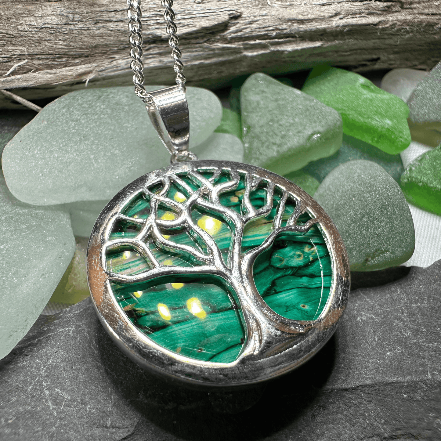 Heathergems Tree of Life Necklace - Green