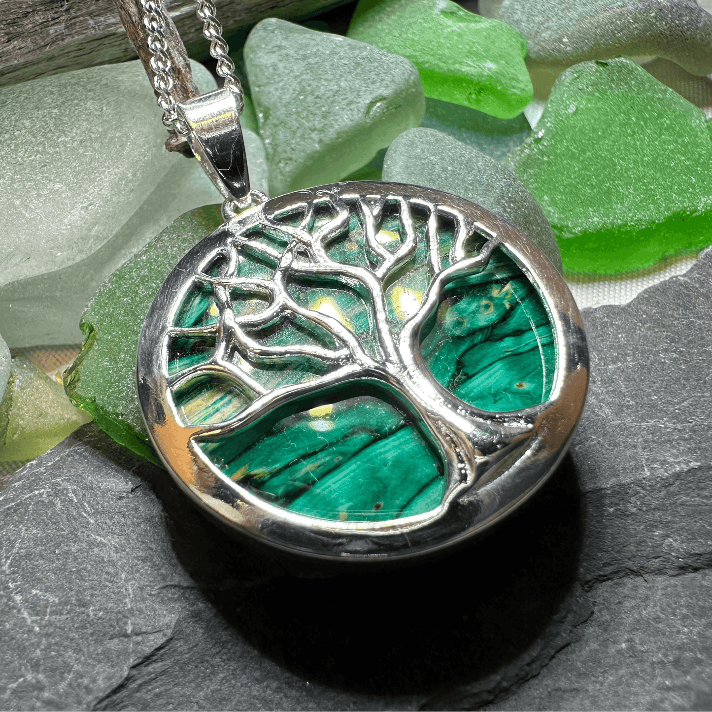 Heathergems Tree of Life Necklace - Green