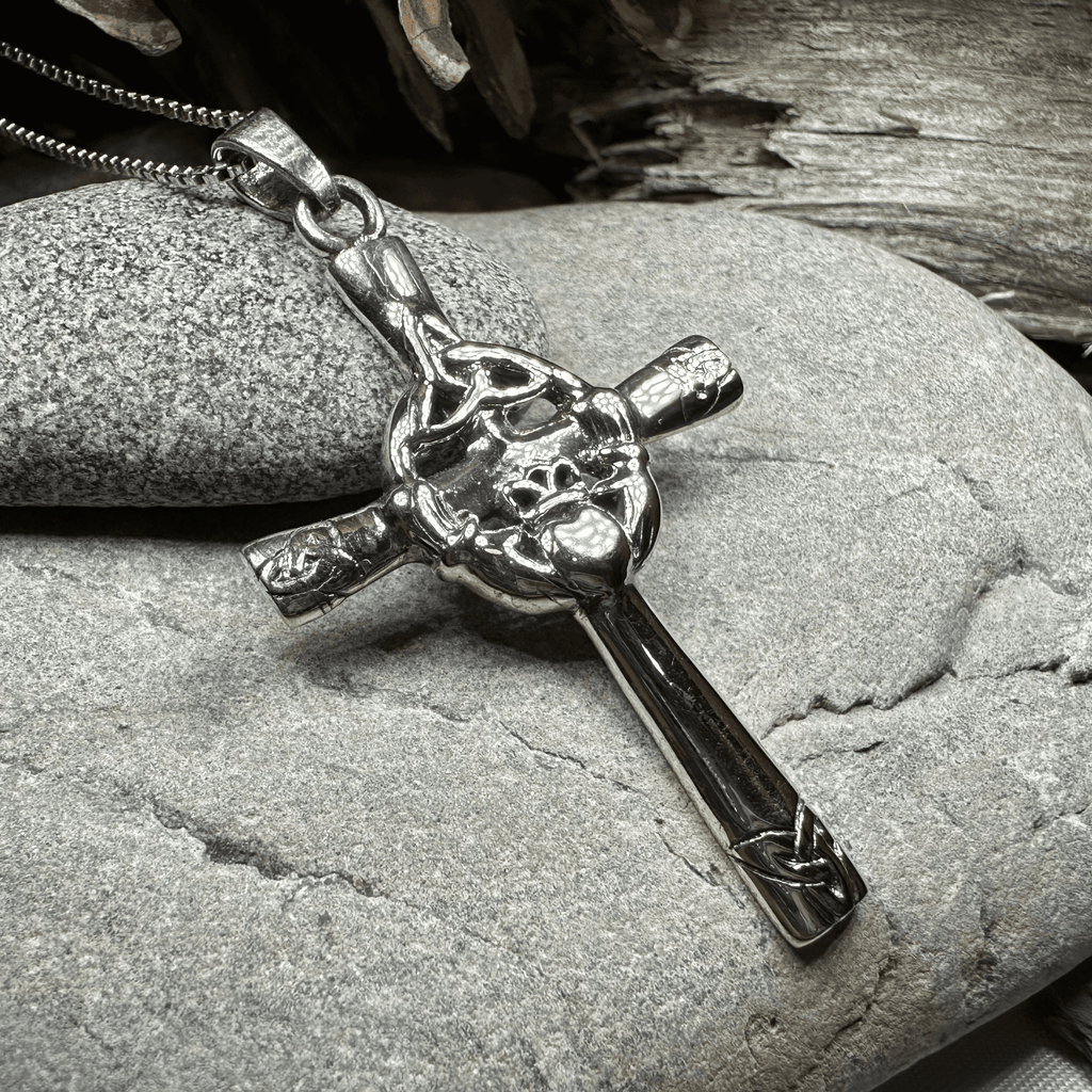 Celtic Claddagh Cross Necklace - 