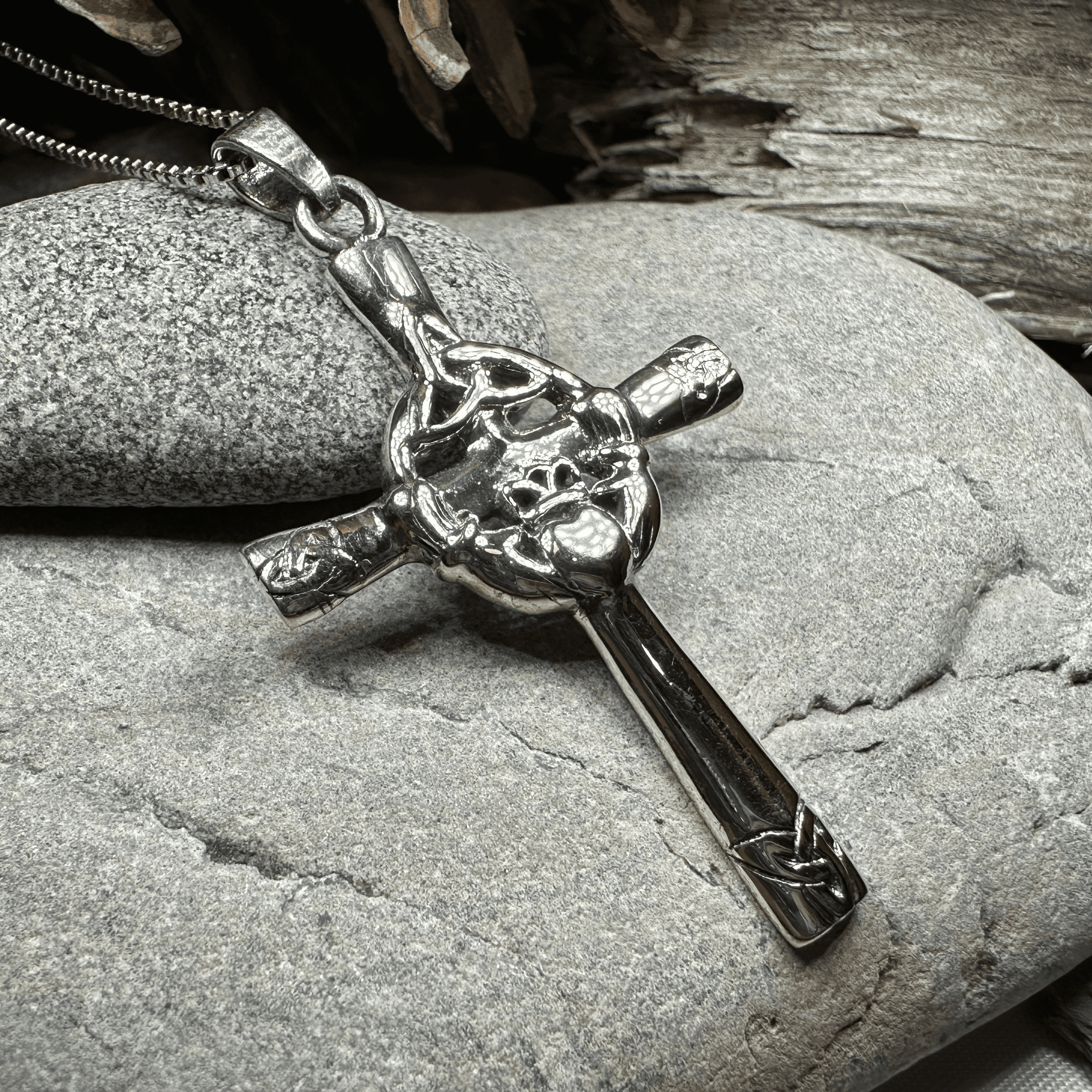 Celtic Claddagh Cross Necklace - 