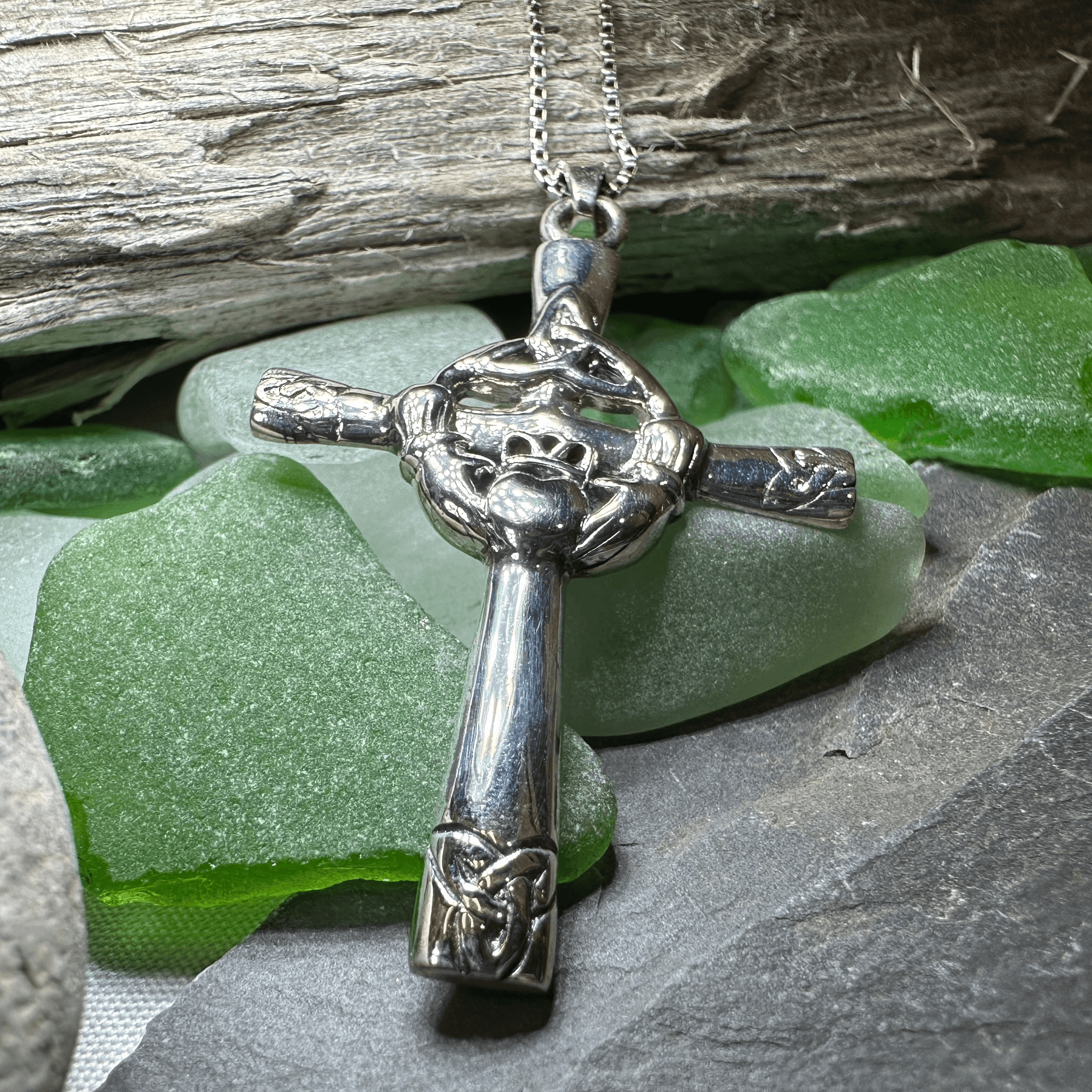 Celtic Claddagh Cross Necklace - 