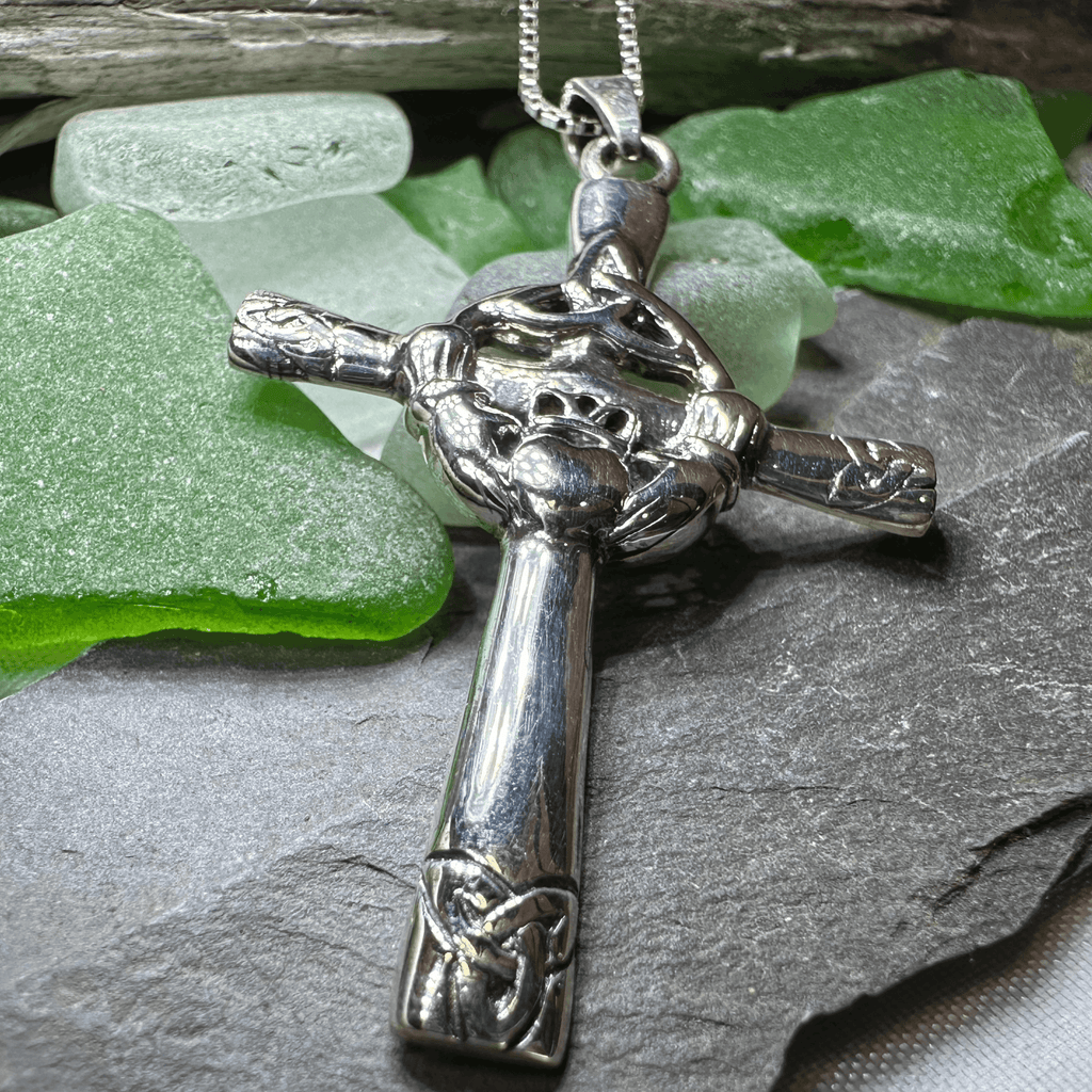Celtic Claddagh Cross Necklace - 