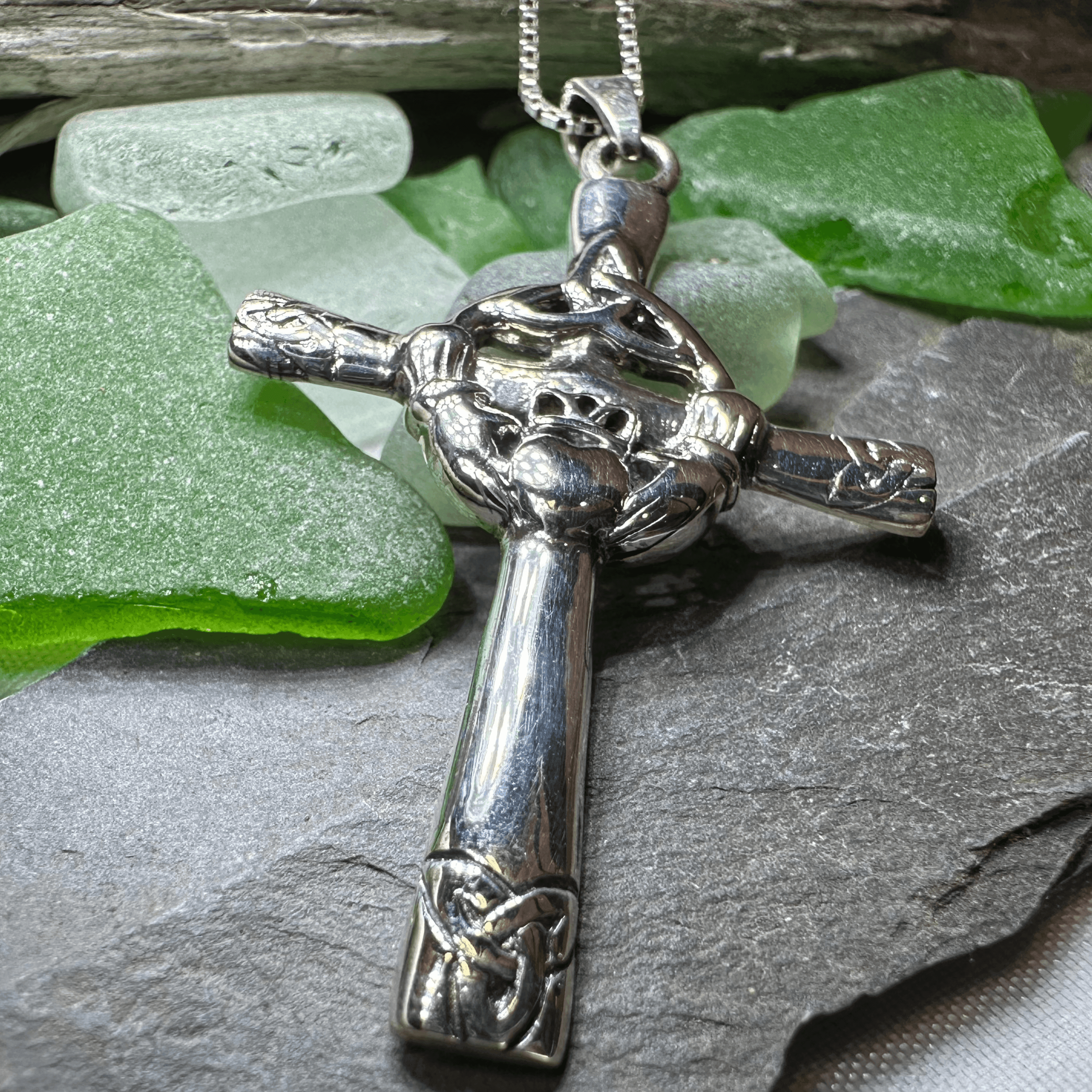 Celtic Claddagh Cross Necklace - 