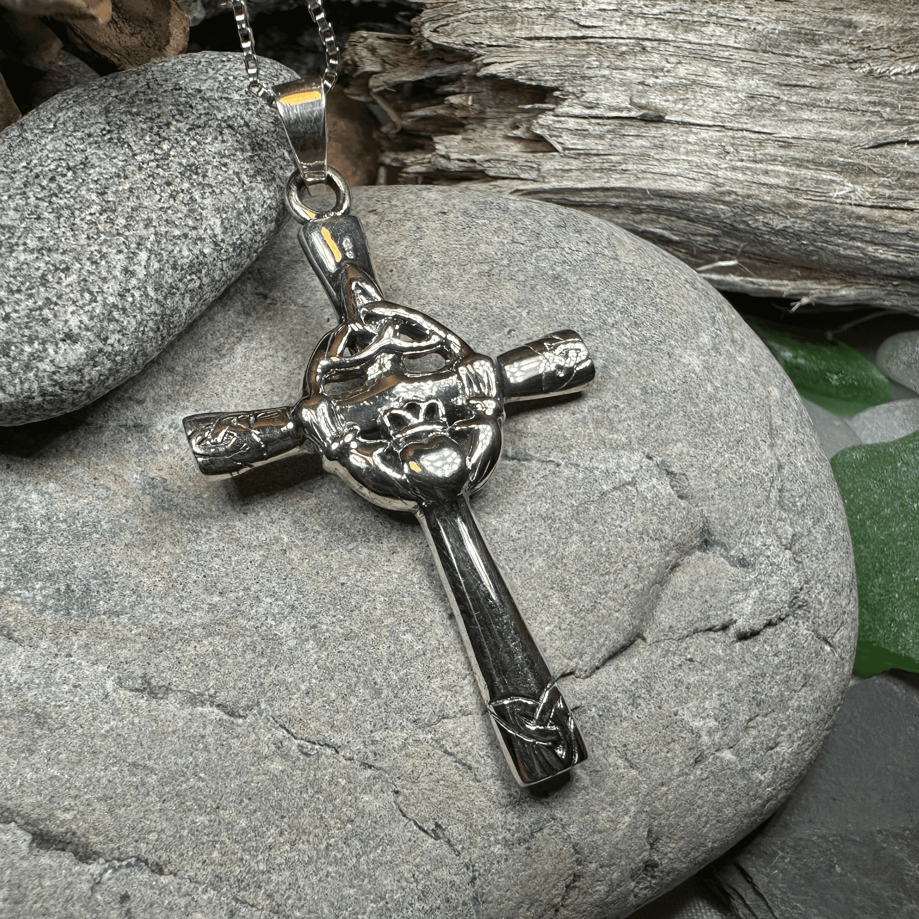 Celtic Claddagh Cross Necklace - 