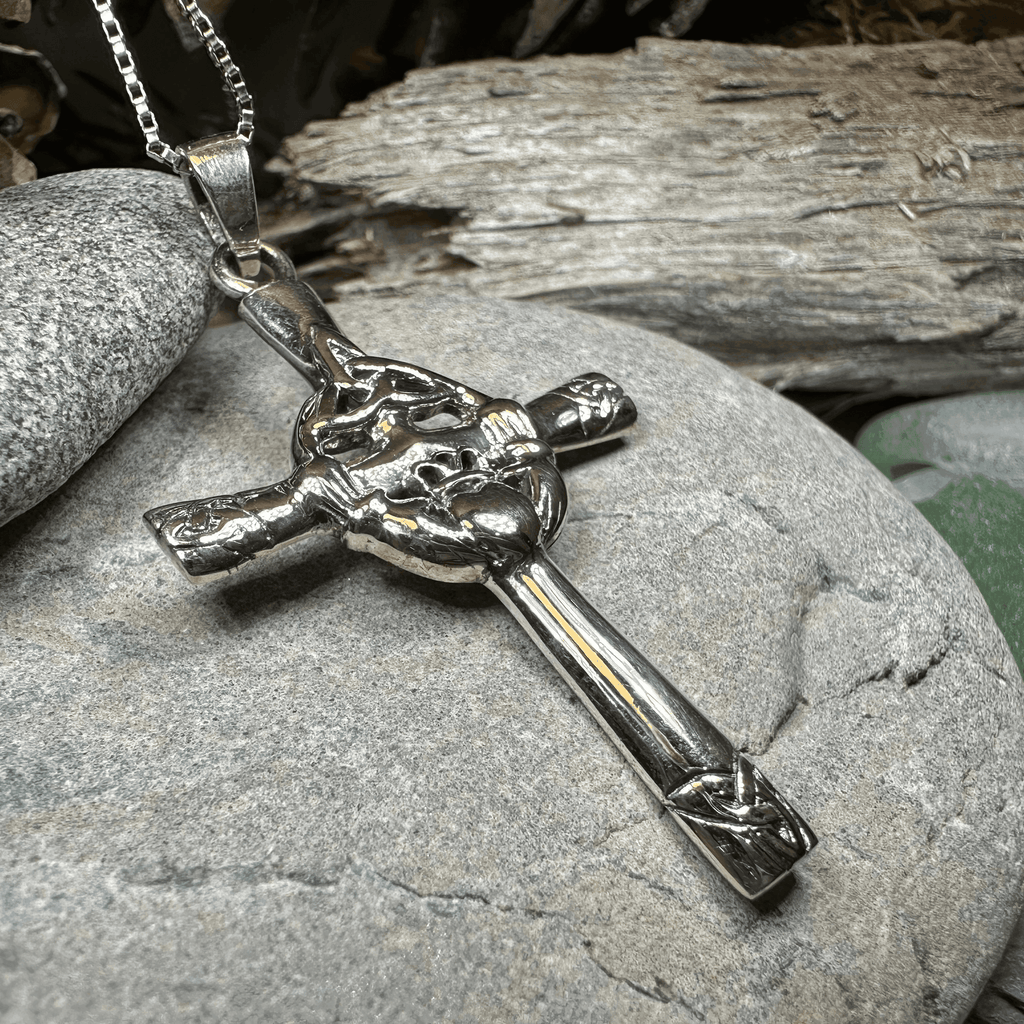 Celtic Claddagh Cross Necklace - 
