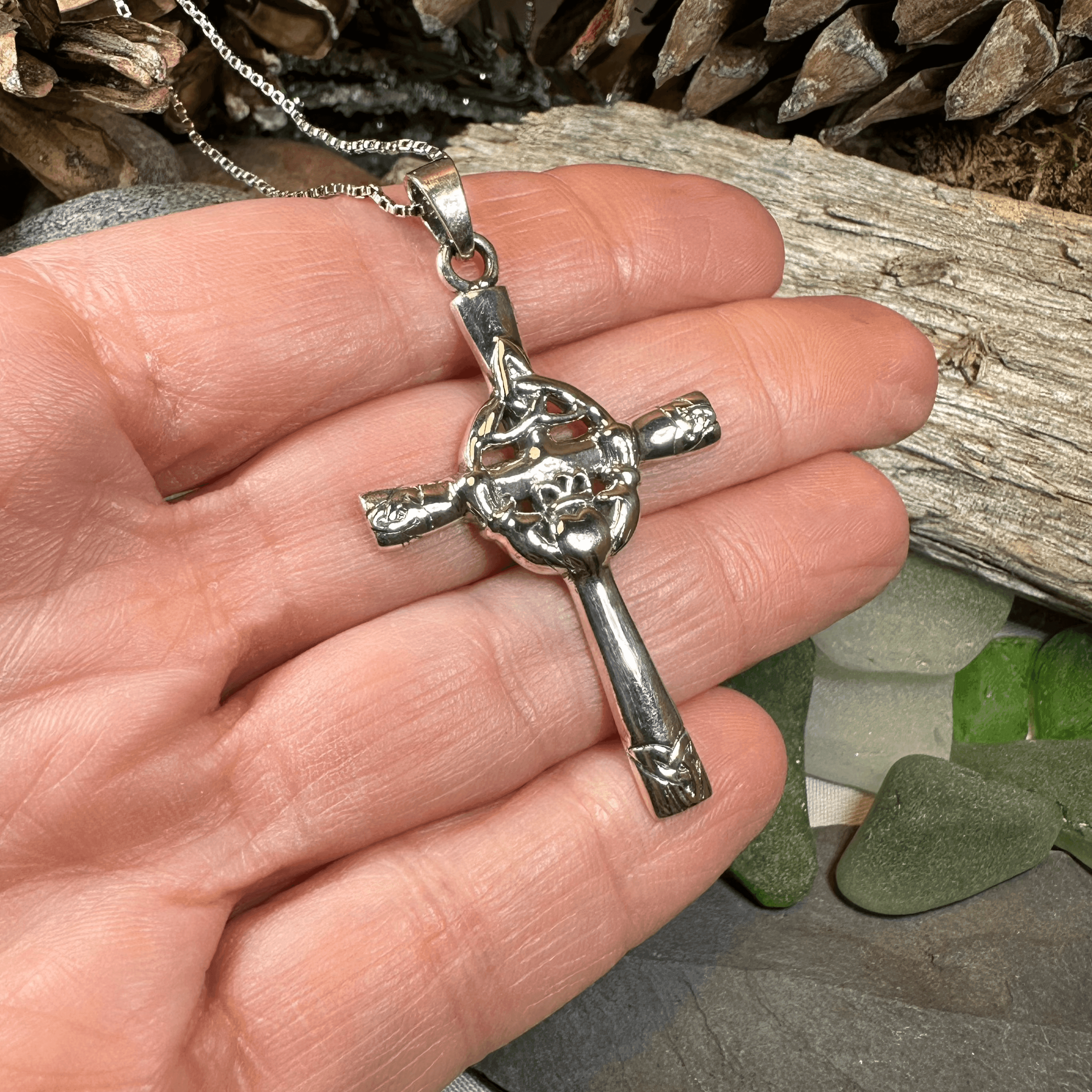 Celtic Claddagh Cross Necklace - 