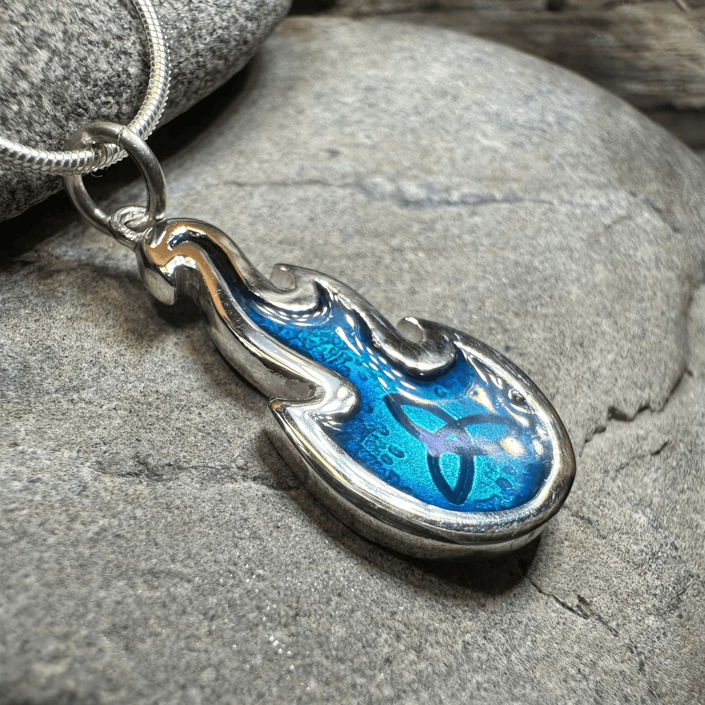 Mystical Celtic Flame Necklace - 18 / Blue