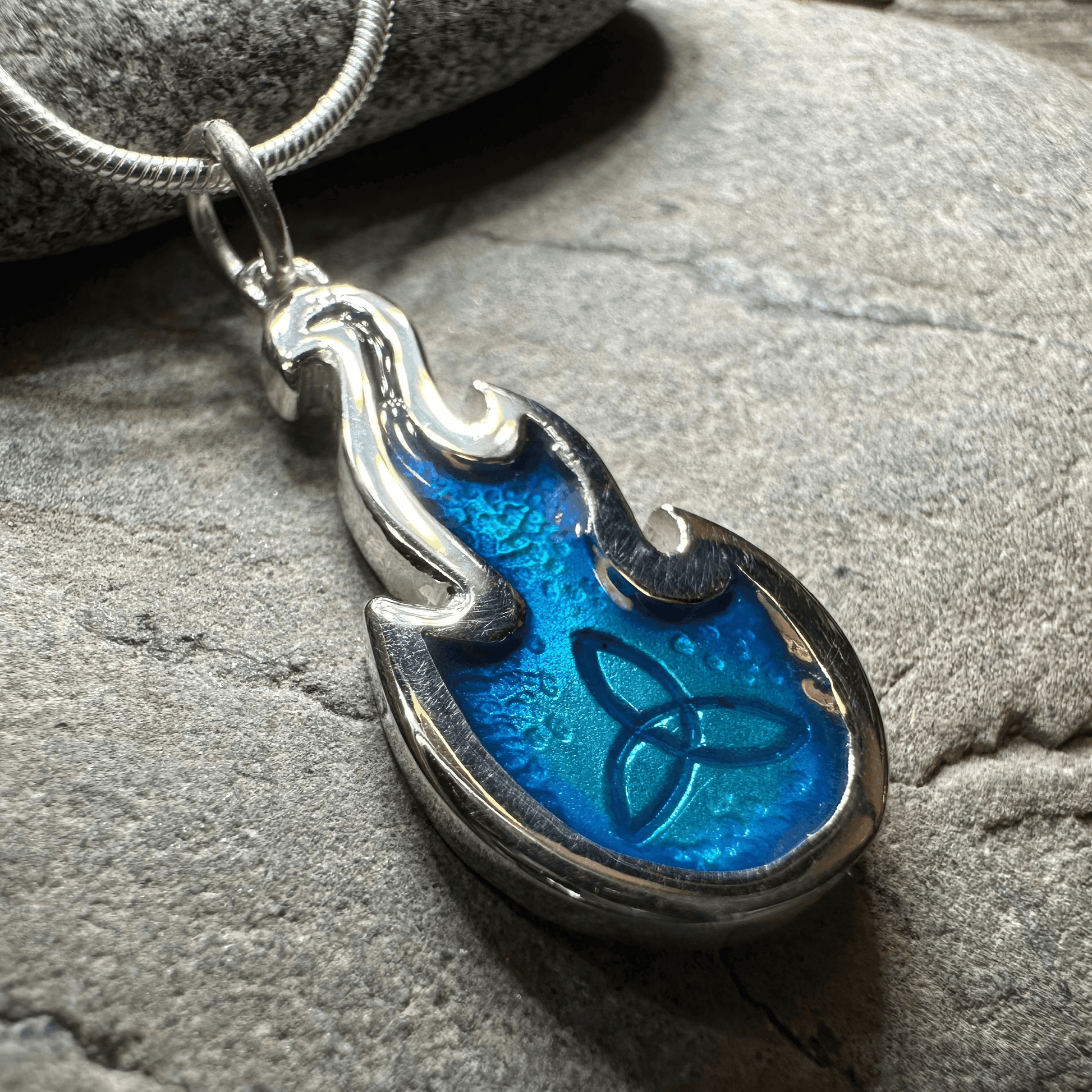 Mystical Celtic Flame Necklace - 18 / Blue