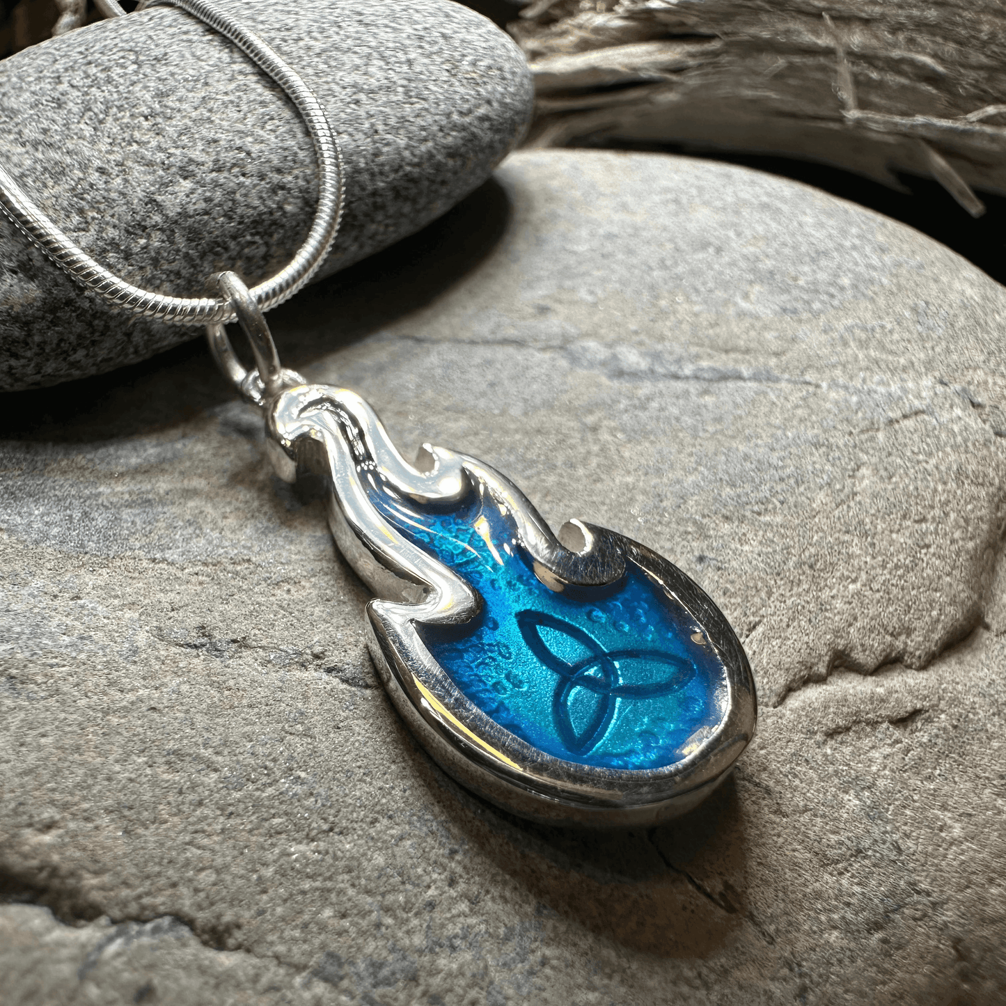 Mystical Celtic Flame Necklace - 18 / Blue