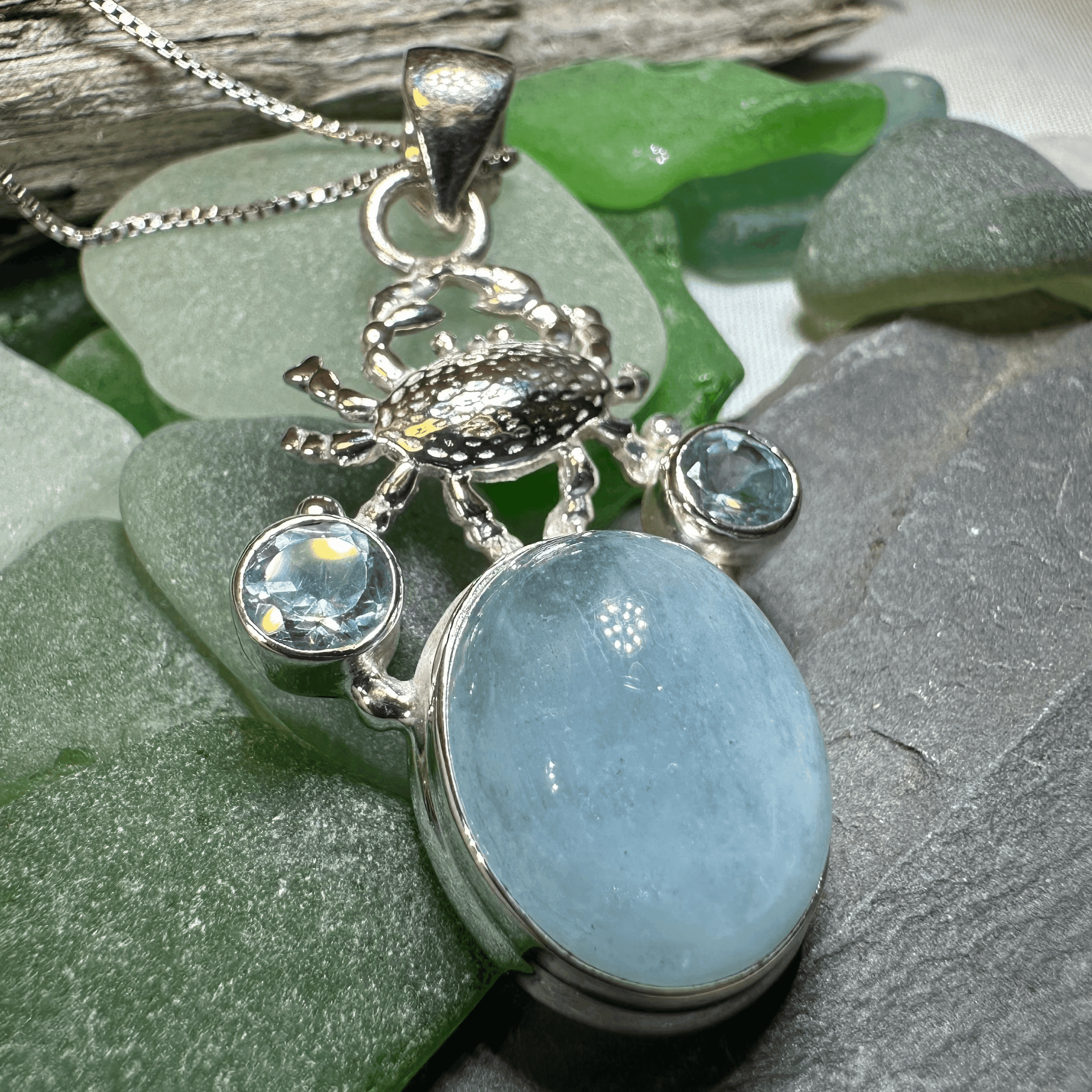 Carrie Crab Aquamarine Necklace - 18