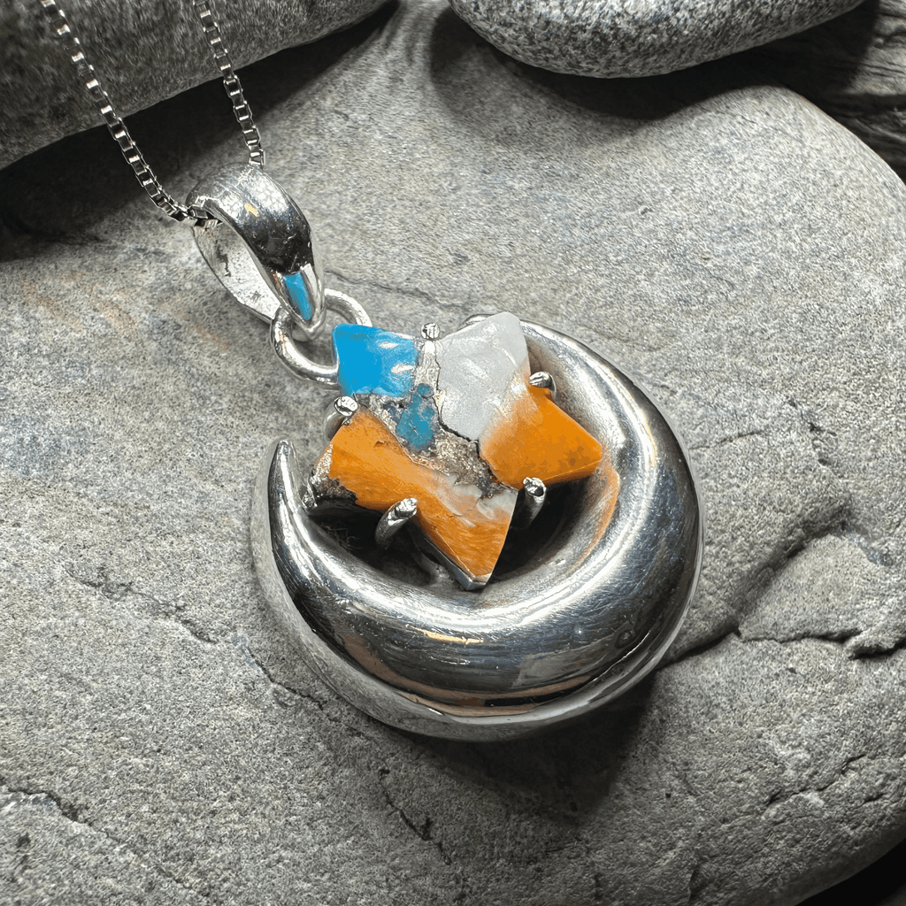 Dreamweaver Moon & Star Necklace - 18 / Orange